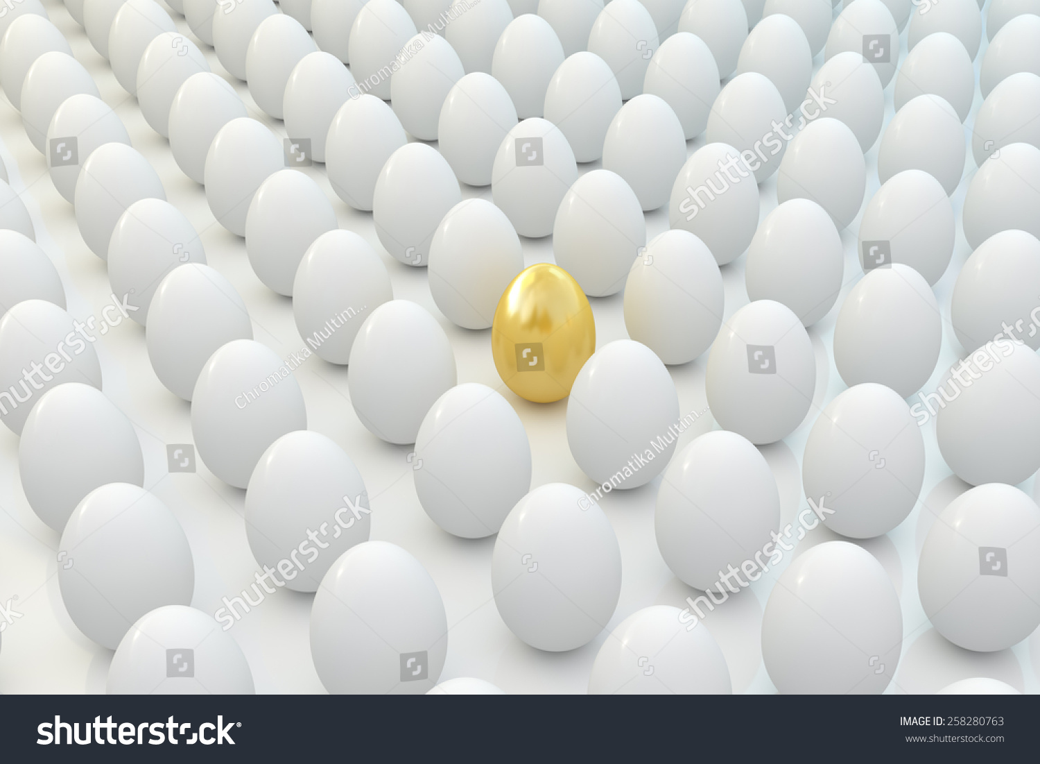 Golden Egg In Line With Other Eggs Stock Photo 258280763 : Shutterstock