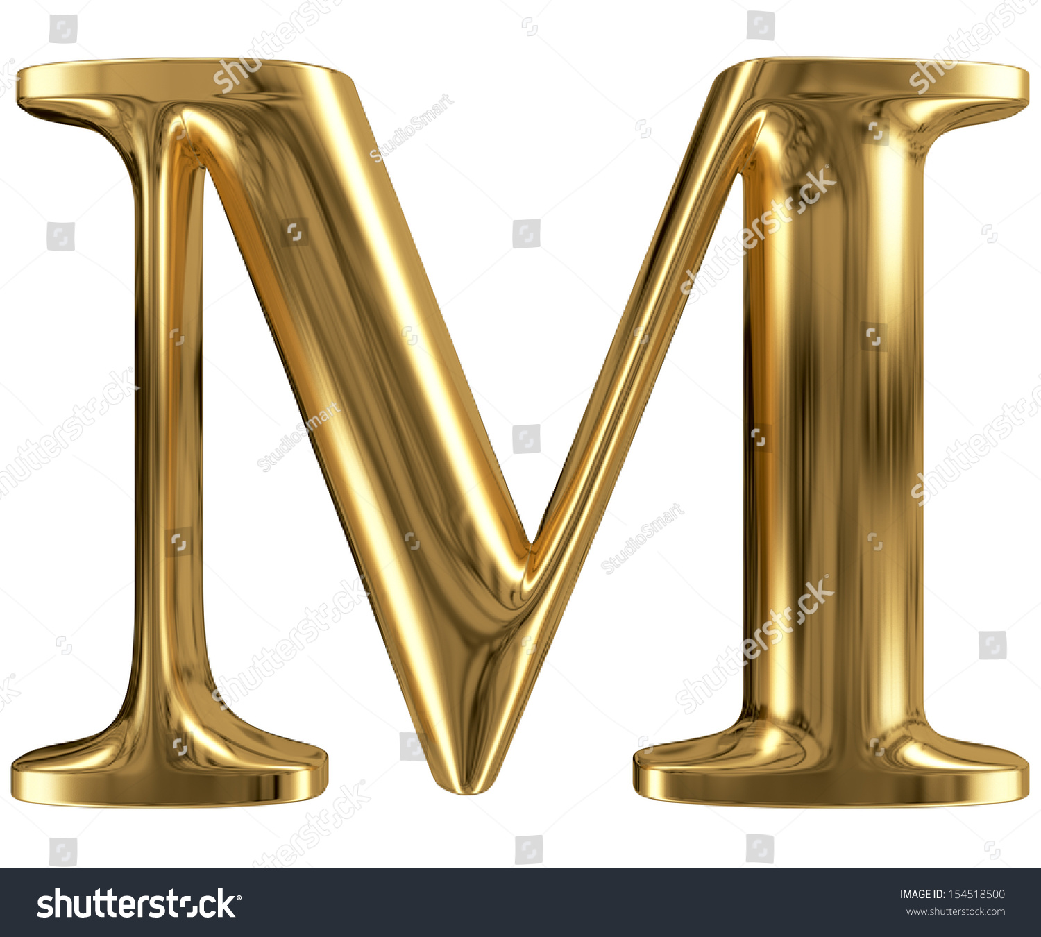 Golden Font Type Letter M Uppercase Stock Illustration 154518500