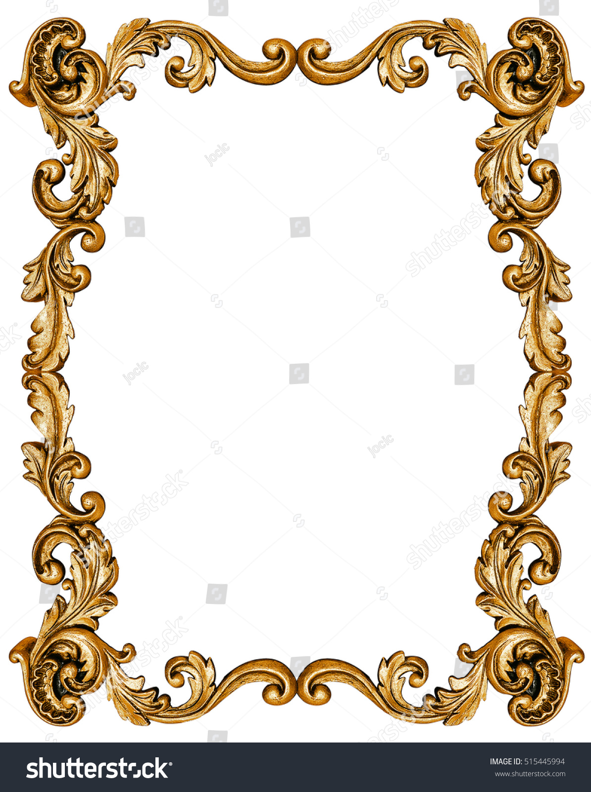 Golden Frame Isolated On White Background Stock Photo (Edit Now