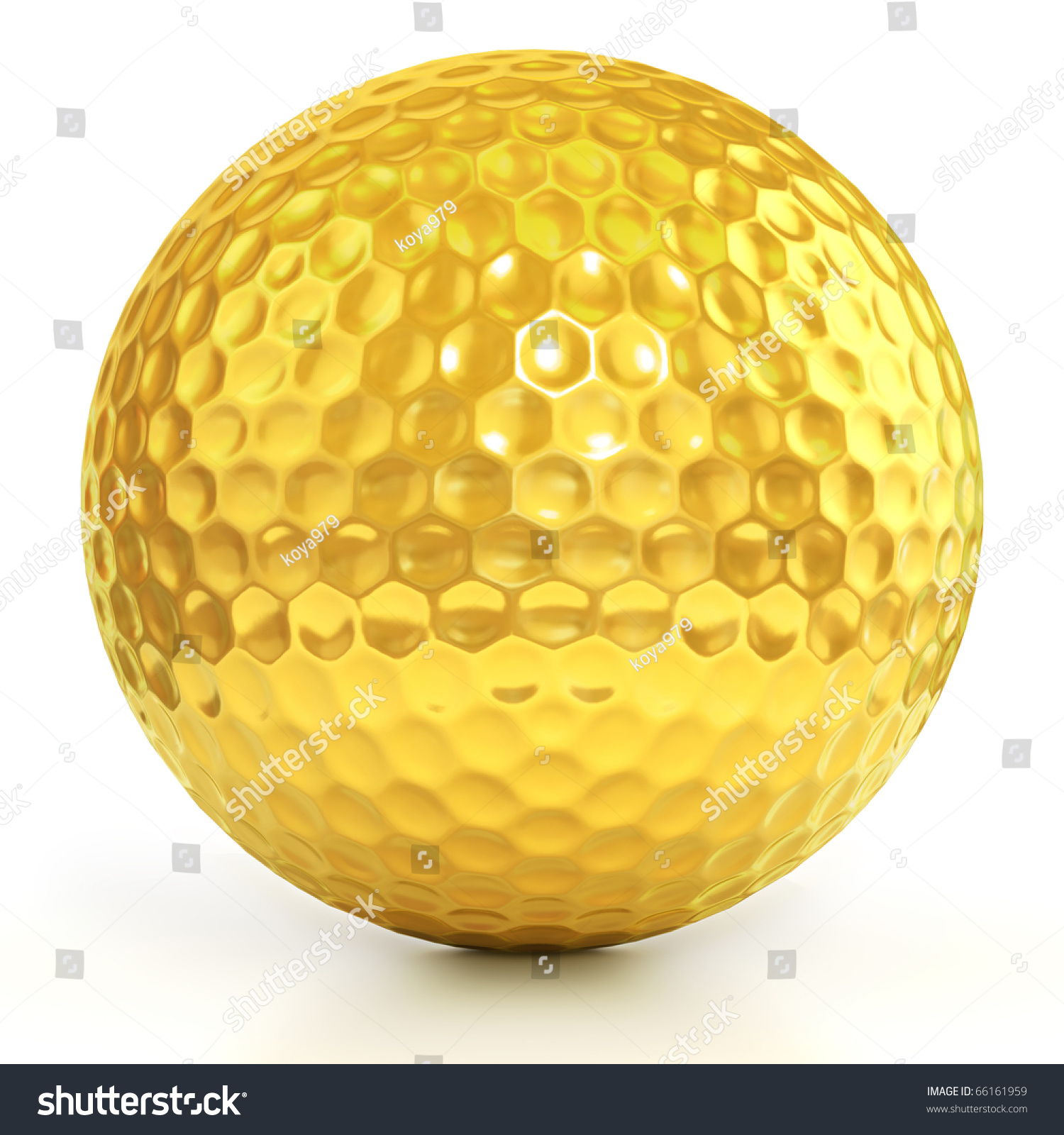Golden Golf Ball Isolated Over White Stock Illustration 66161959 ...