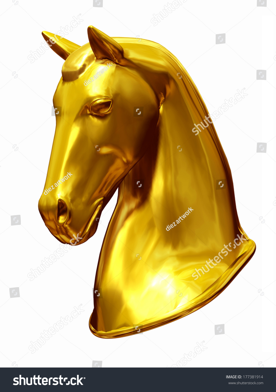 Golden Horse Head Stock Illustration