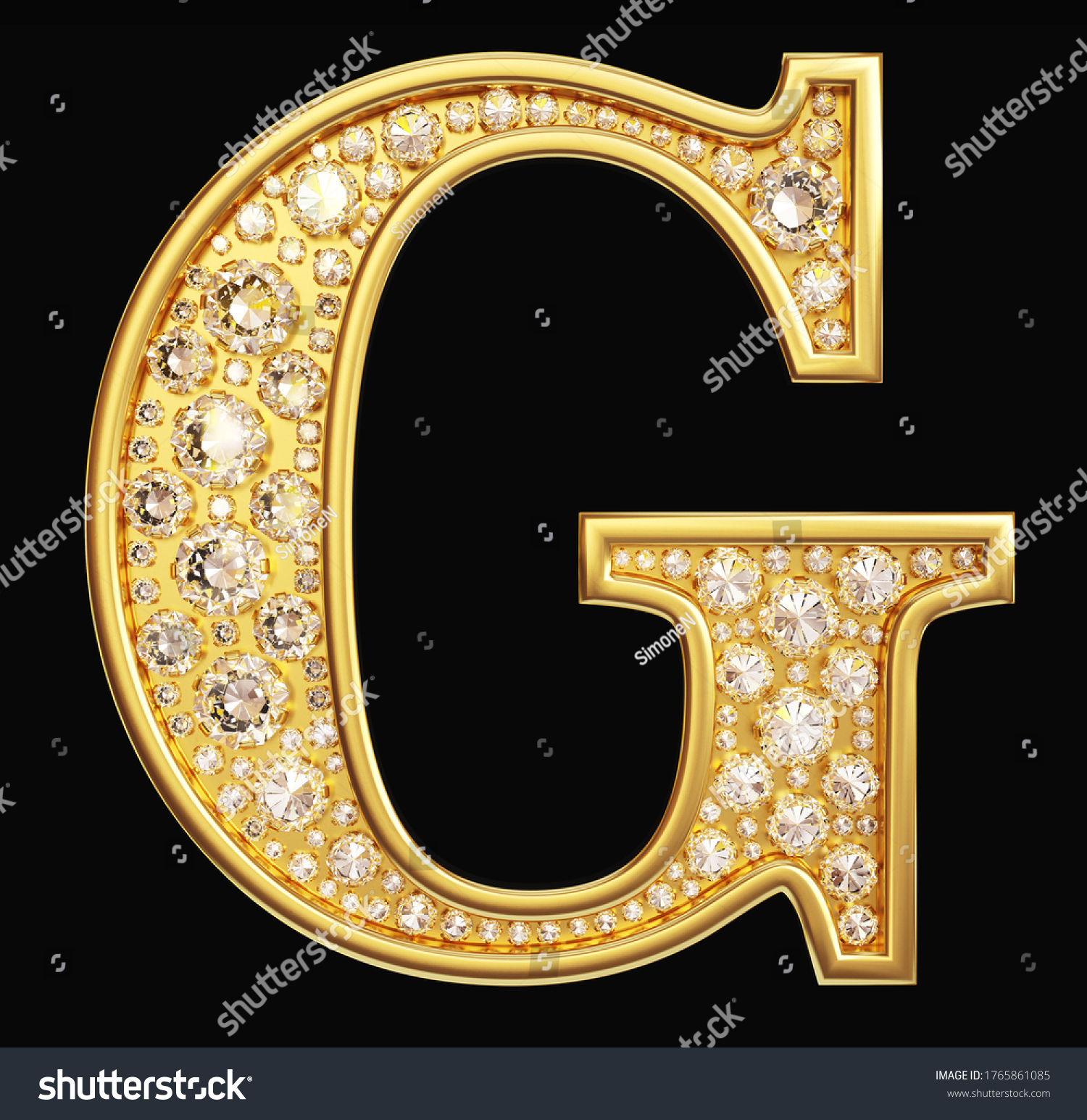 Golden Letter G Diamonds On Black Stock Illustration 1765861085 ...