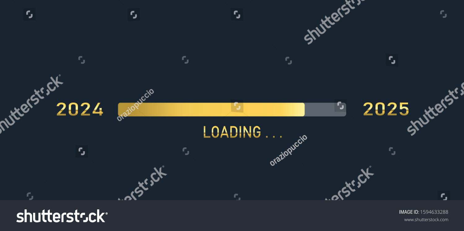 Golden Loading Progress Bar 2024 2025 Stock Illustration 1594633288