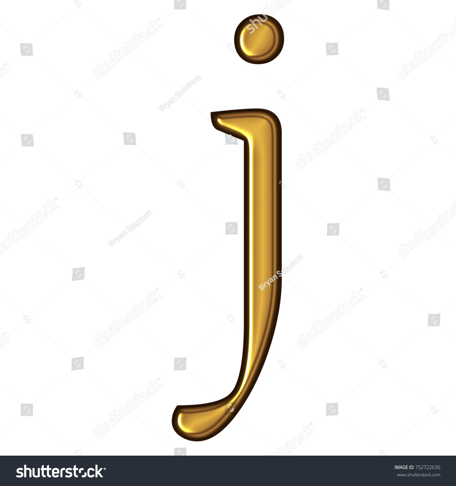 Textured Golden Lowercase Or Small Letter J In A 3d Illustration