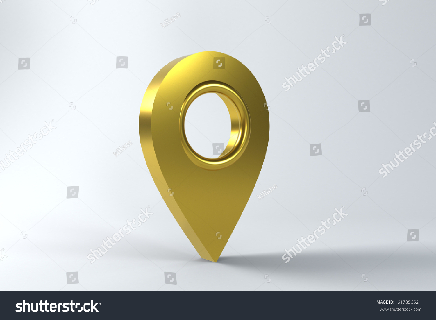 Golden Map Pointer Isolated On White Stock Illustration 1617856621