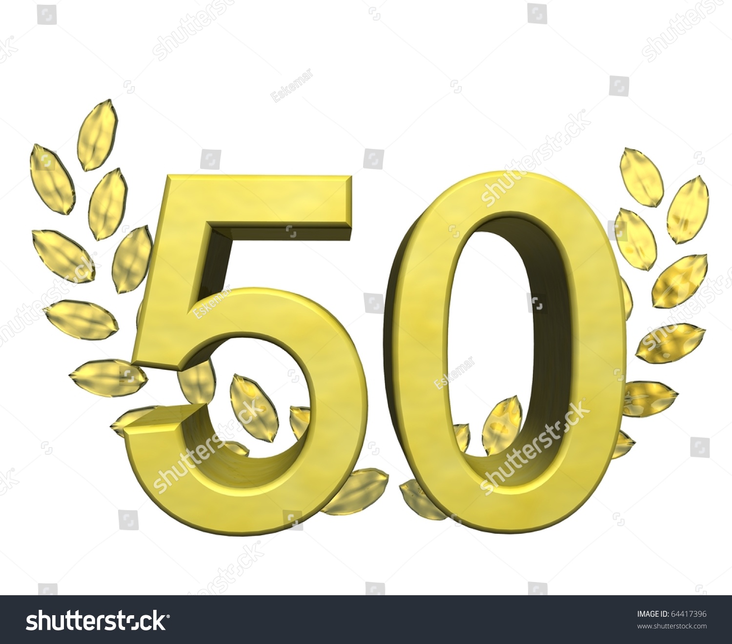 Golden Number Fifty With Laurel Wreath Stock Photo 64417396 : Shutterstock