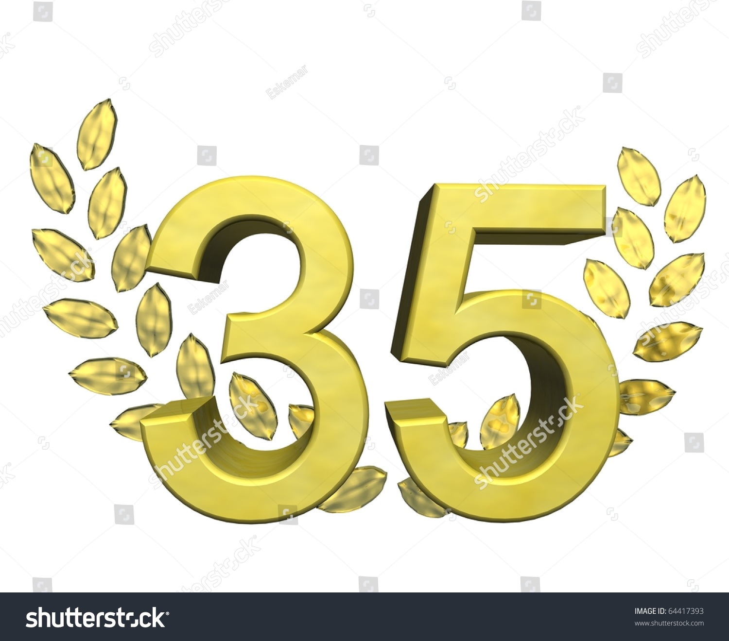 Golden Number 35 Laurel Wreath Stock Illustration 64417393 - Shutterstock