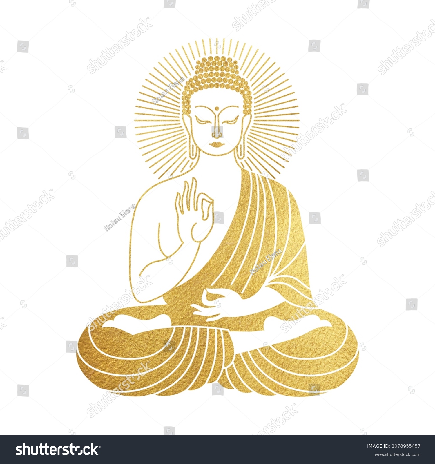 Golden Robes Sitting Buddha Illustration Isolated Stock Illustration ...