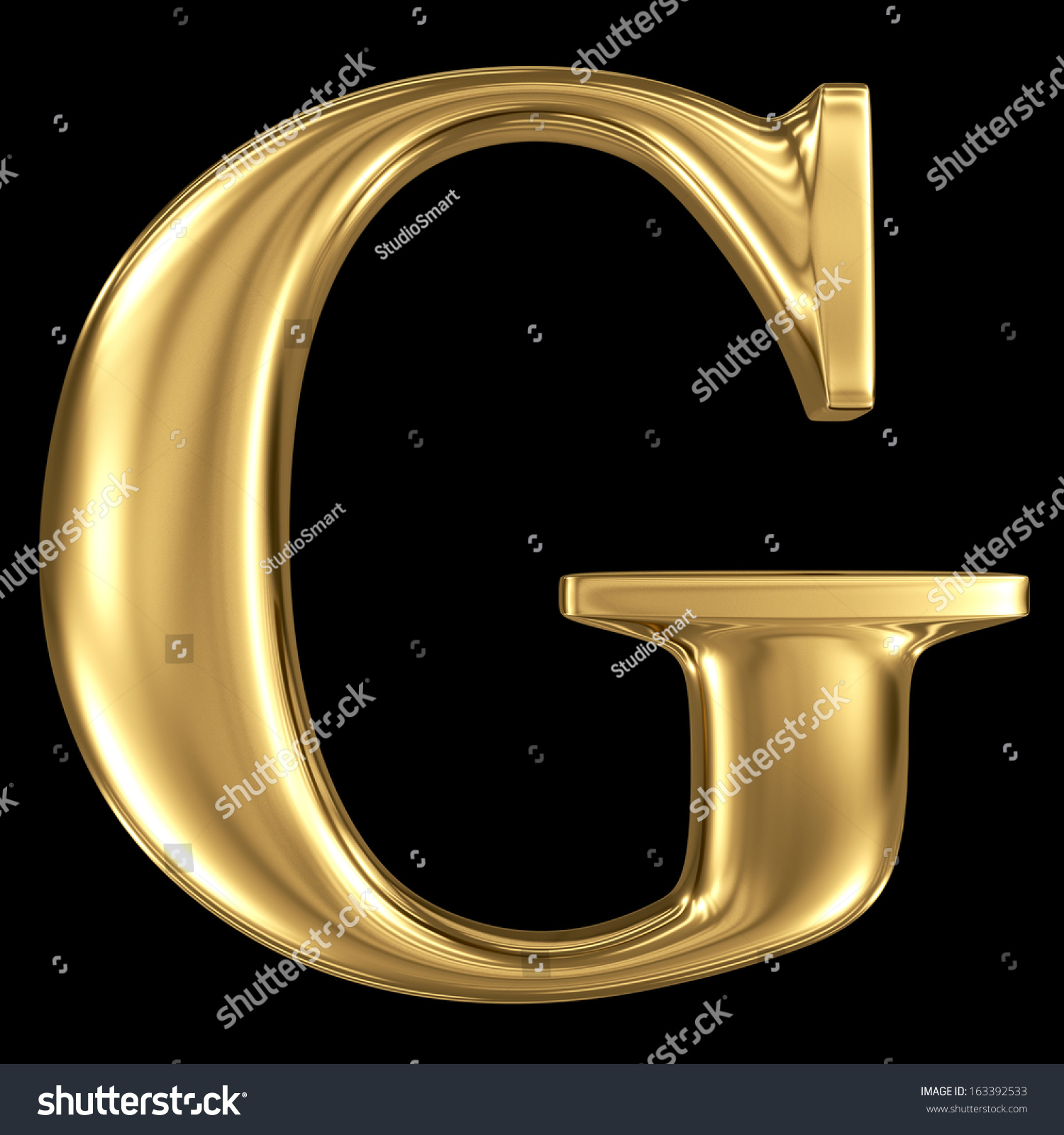 Golden Shining Metallic 3d Symbol Capital Letter G - Uppercase Isolated ...