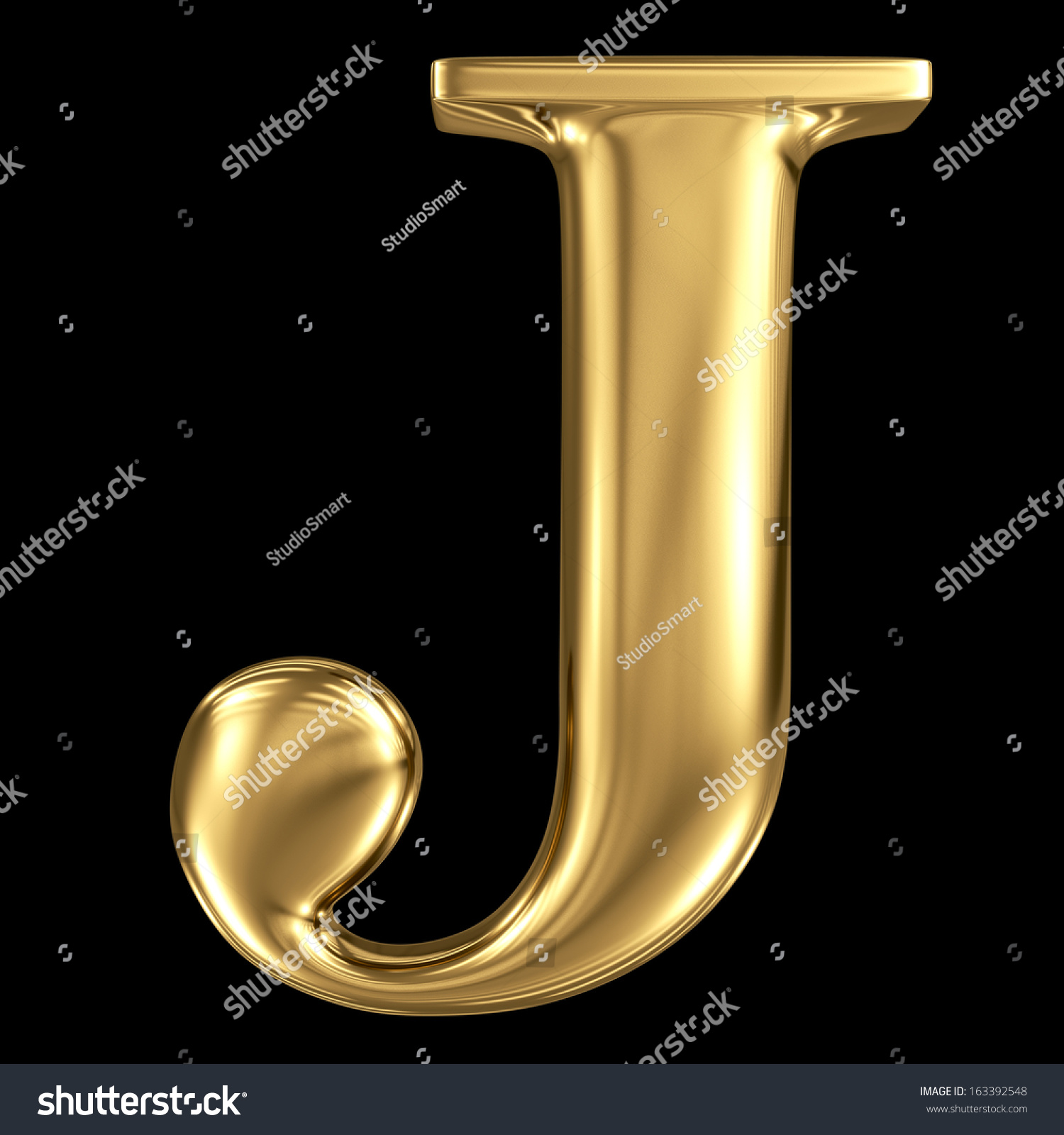 Golden Shining Metallic 3d Symbol Capital Letter J - Uppercase Isolated ...