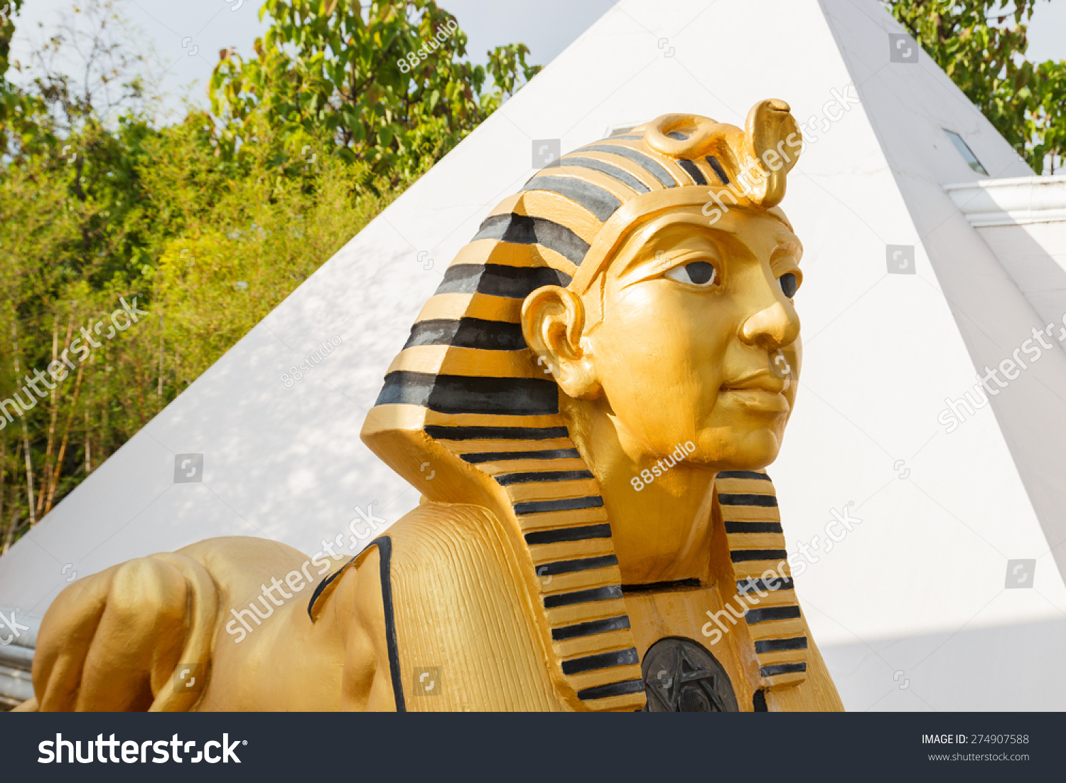 Golden Sphinx Statue White Pyramid Building Stock Photo Edit Now