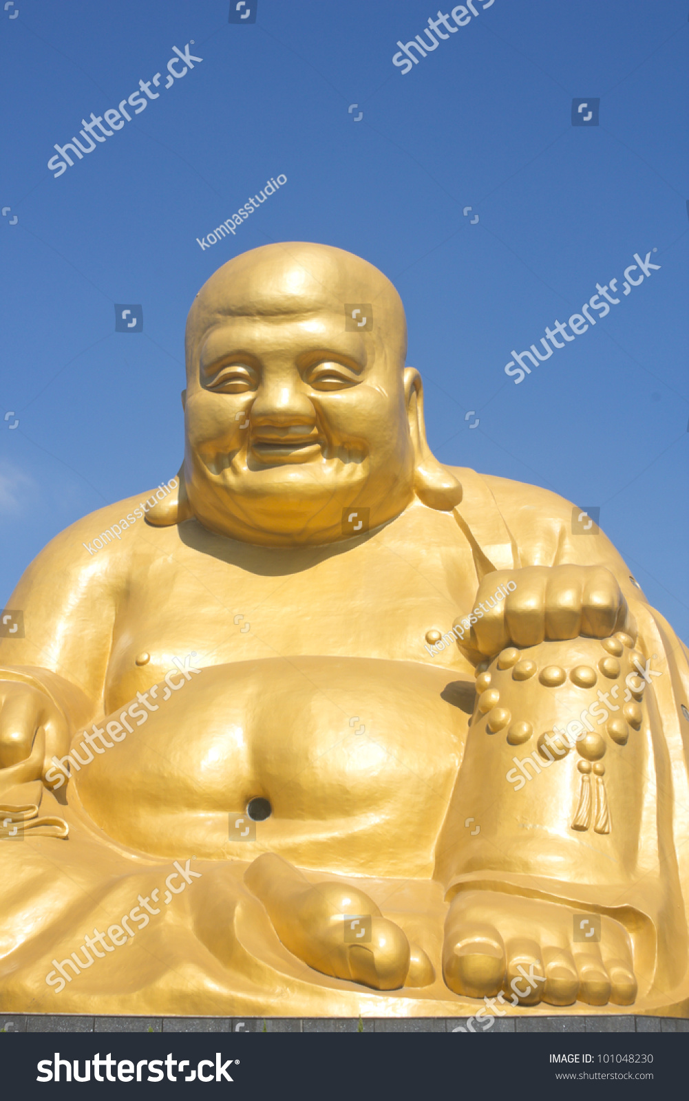Golden Statue Of The Laughing Buddha In Taichung, Taiwan Stock Photo ...