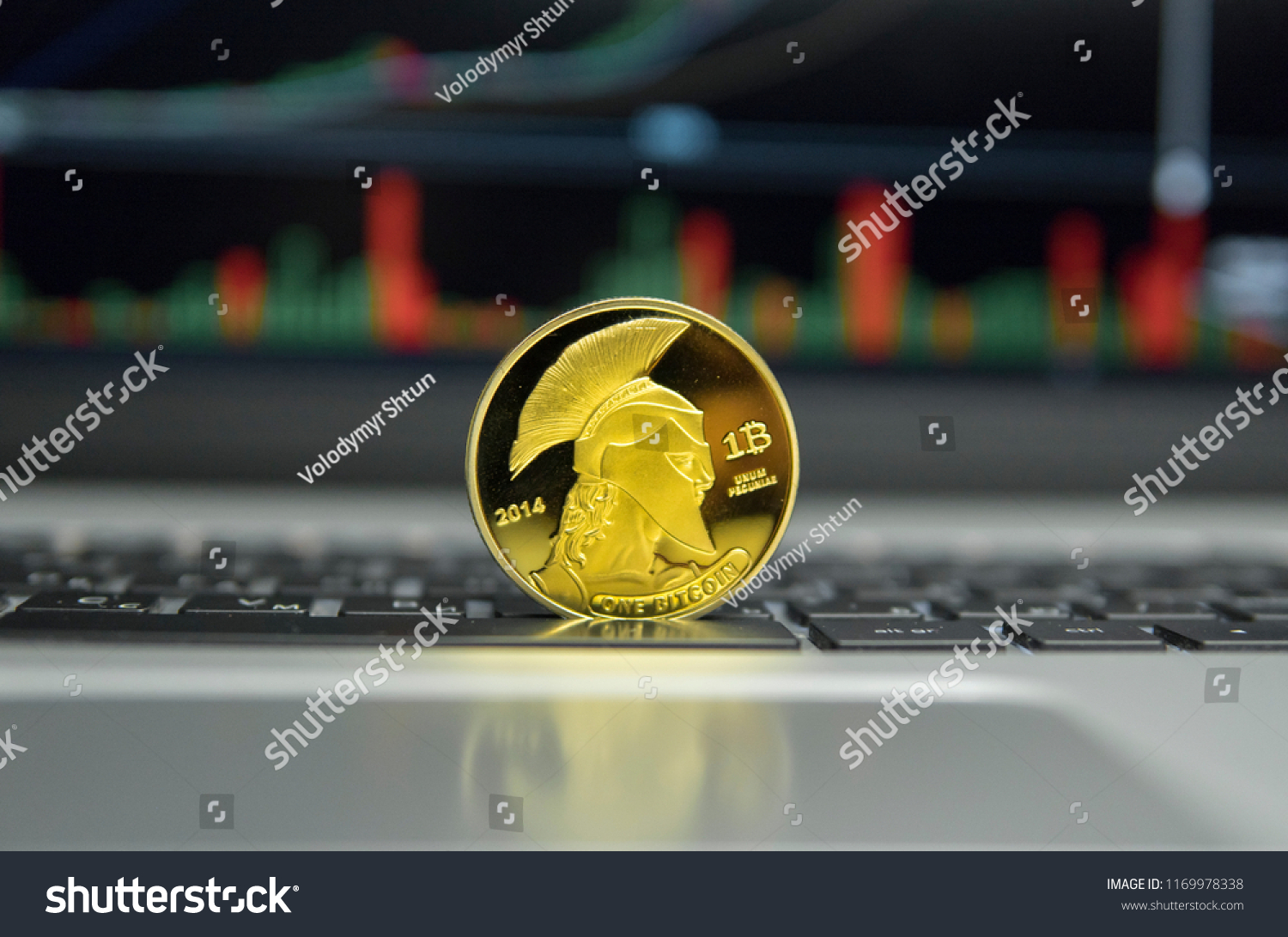 Golden Titan Bitcoin Coin On Silver Stock Photo Edit Now 1169978338 - 