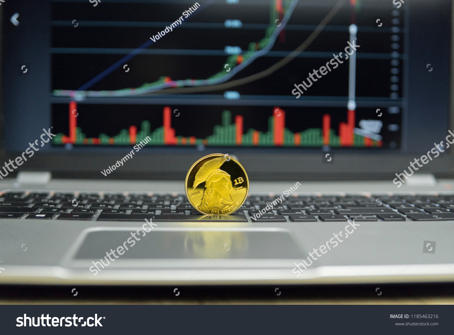 Golden Titan Bitcoin Coin On Silver Stock Photo Edit Now - 