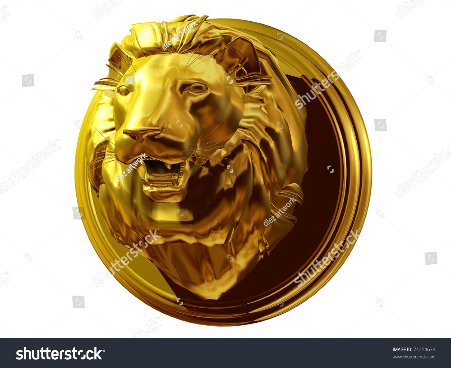 Golden Trophy Lion Head Stock Illustration 74254633 - Shutterstock