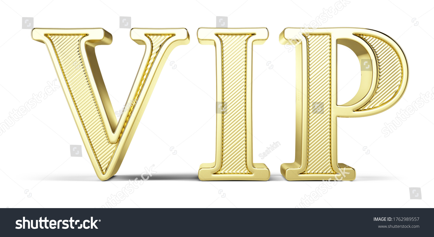 Golden Vip Letters Isolated On White Stock Illustration 1762989557