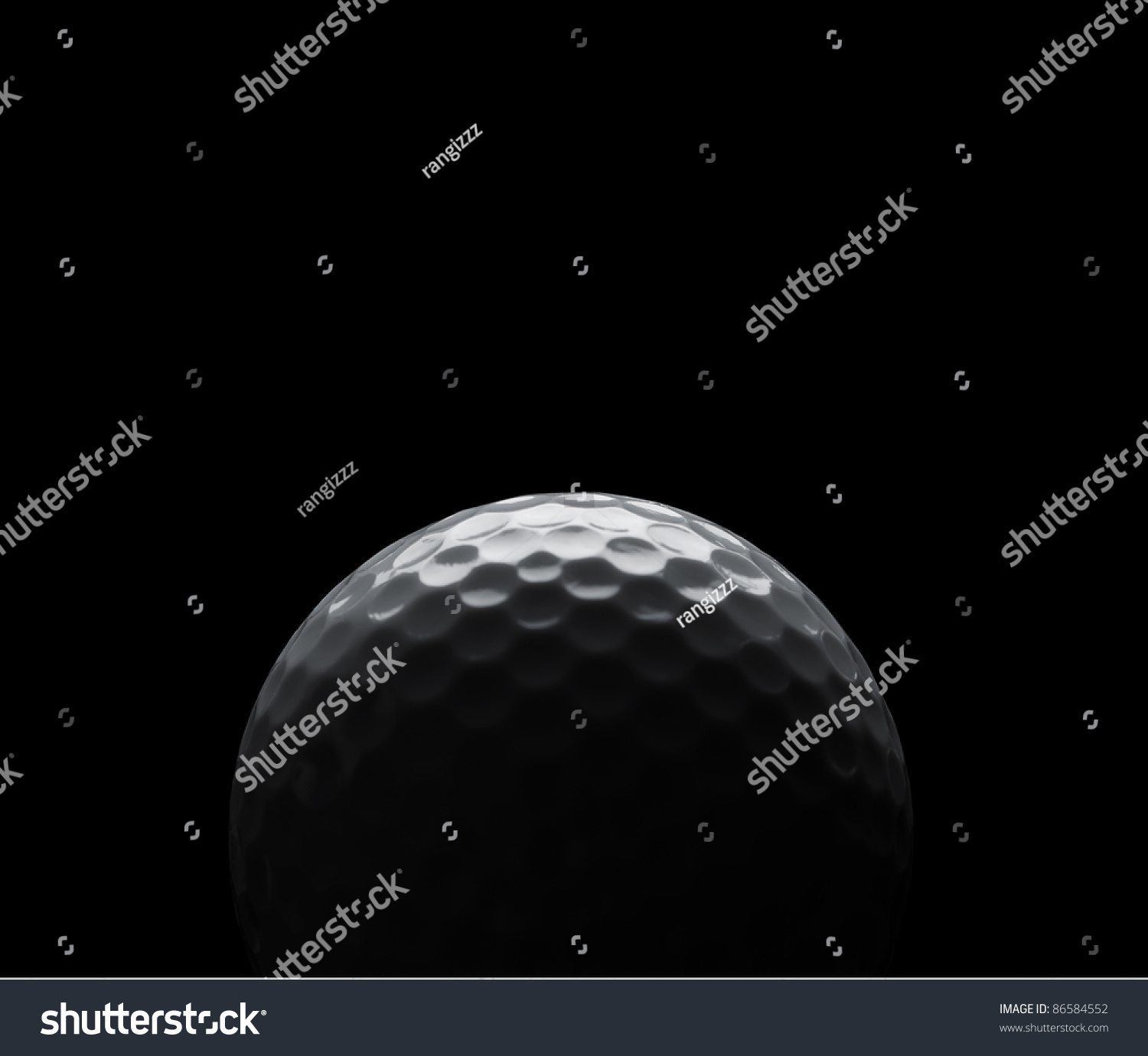 Golf Ball On Black Background With Copy Space Stock Photo 86584552 ...