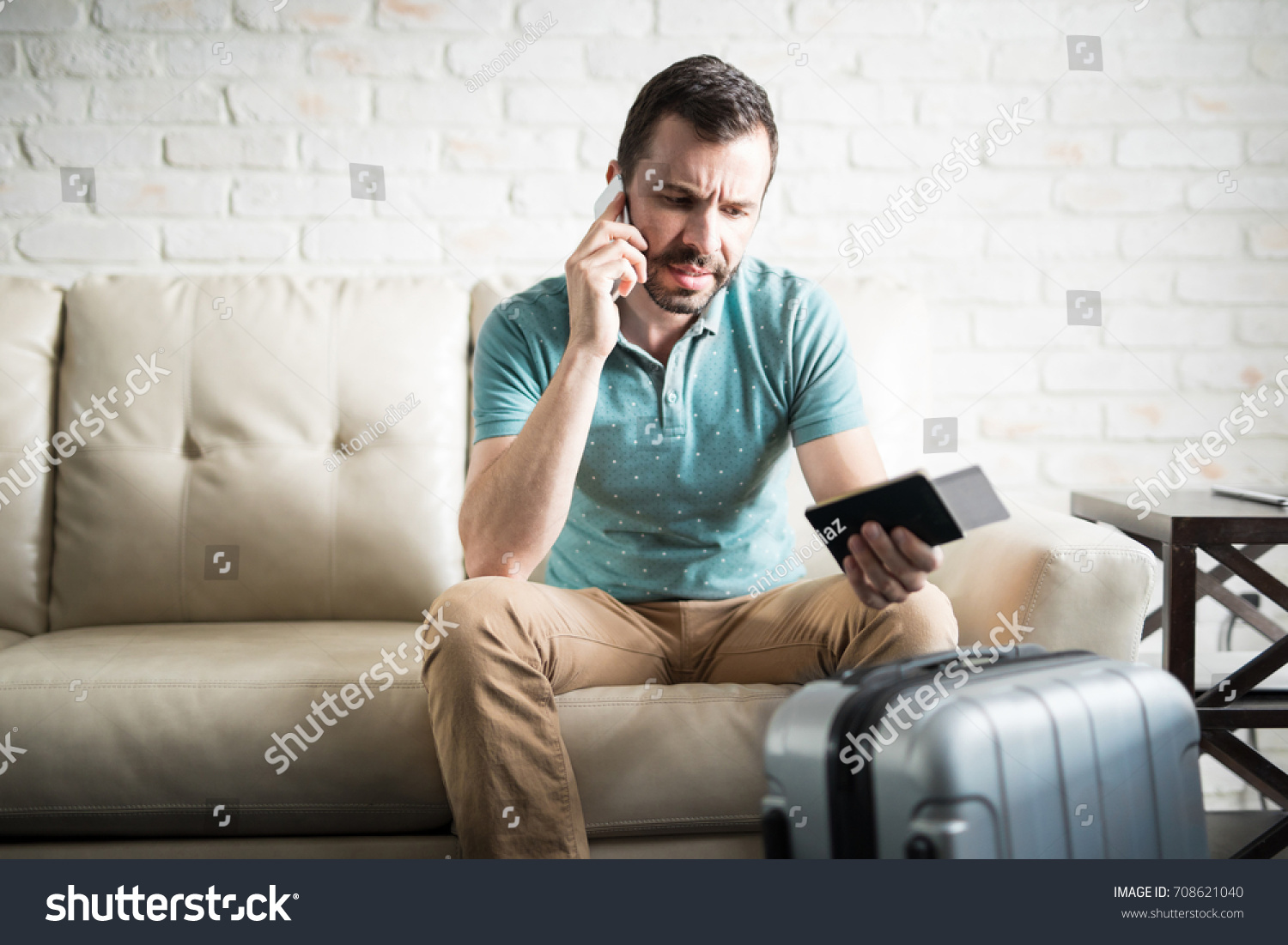 Good Looking Man On Phone Making Stock Photo Edit Now 708621040