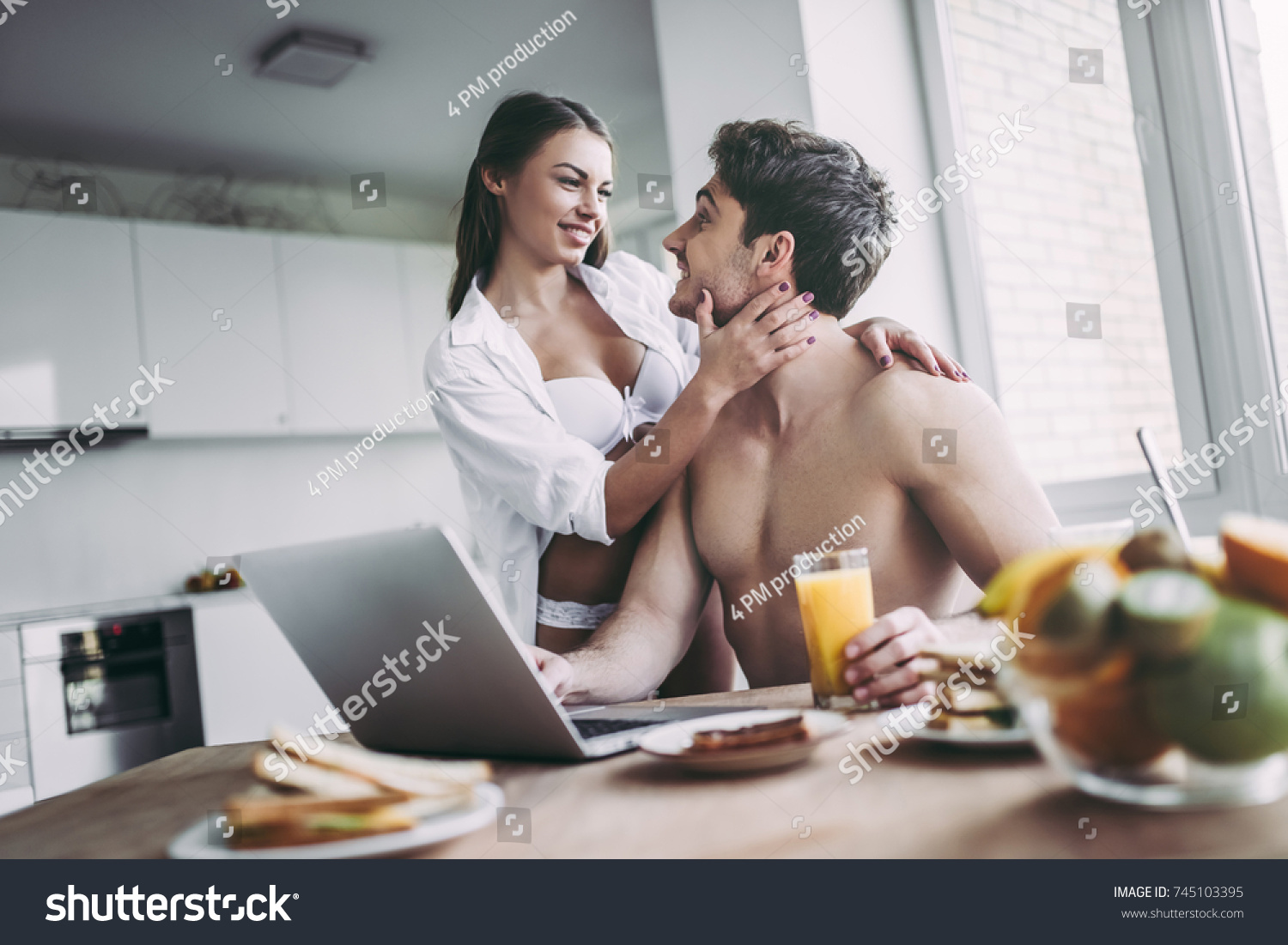 Good Morning Young Romantic Couple Having Stock Image Download Now