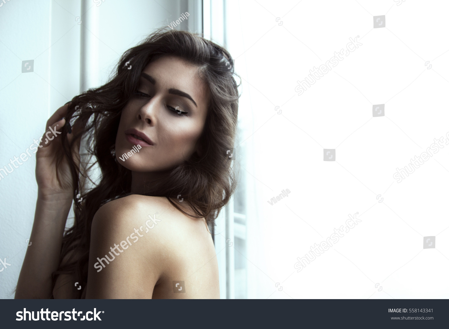 Gorgeous Nude Brunette Bedroom Stock Photo Edit Now