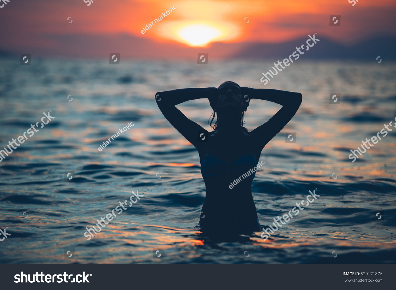 Gorgeous Sexy Fit Woman Silhouette Swimming Stock Photo Edit Now