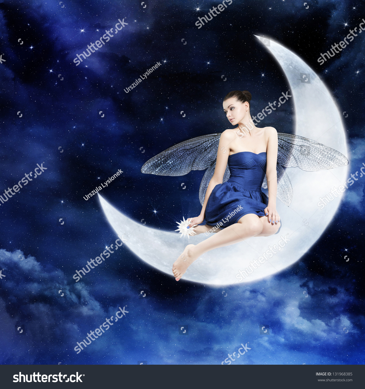 Gorgeous Young Woman Fairy Sitting On Stock Photo 131968385 - Shutterstock