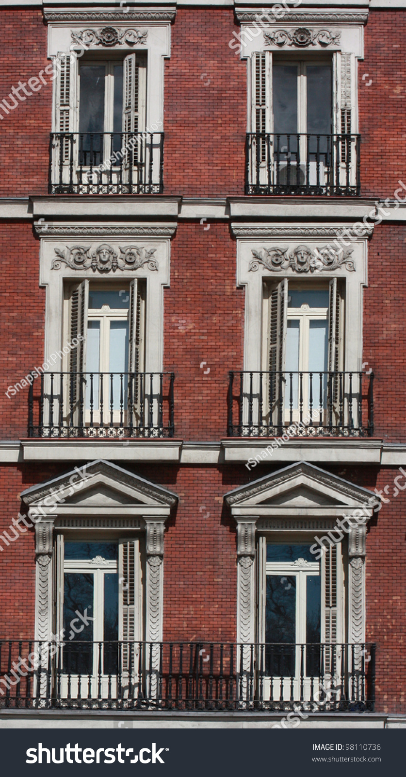 Brick Apartment Building Window gothic neo classical style ornate windows stock photo 98110736 Brick Apartment Building Window gothic neo classical style ornate windows stock photo 98110736