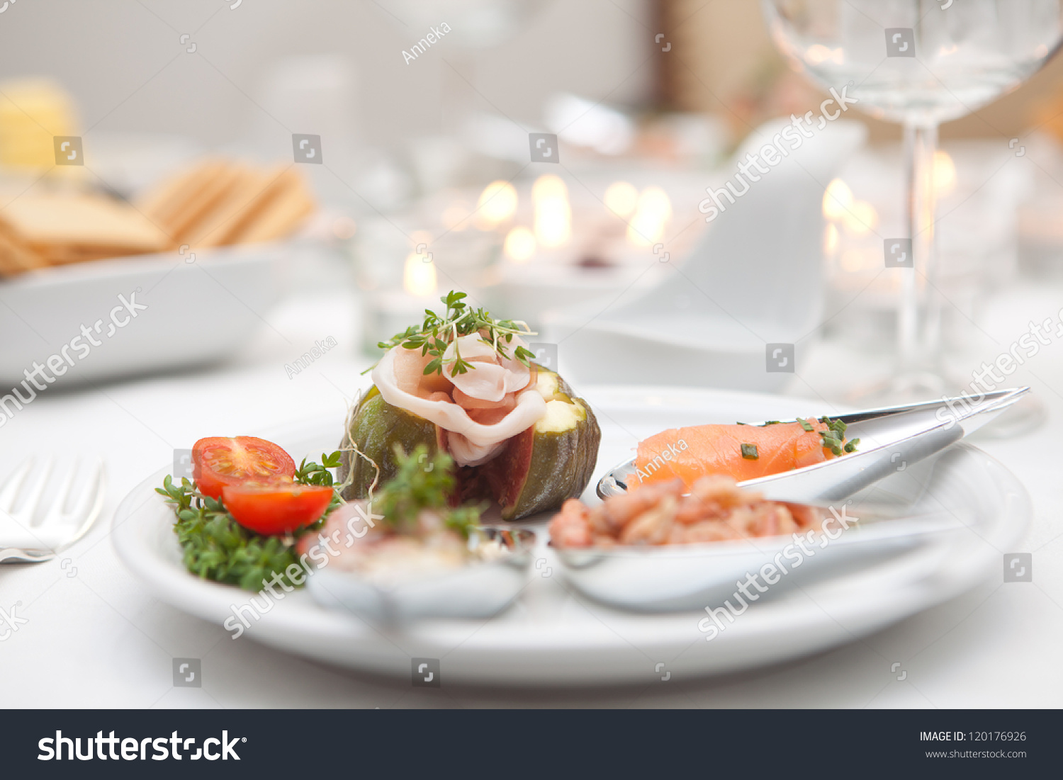 Gourmet Starter Dish Fancy Seafood On Stock Photo ...