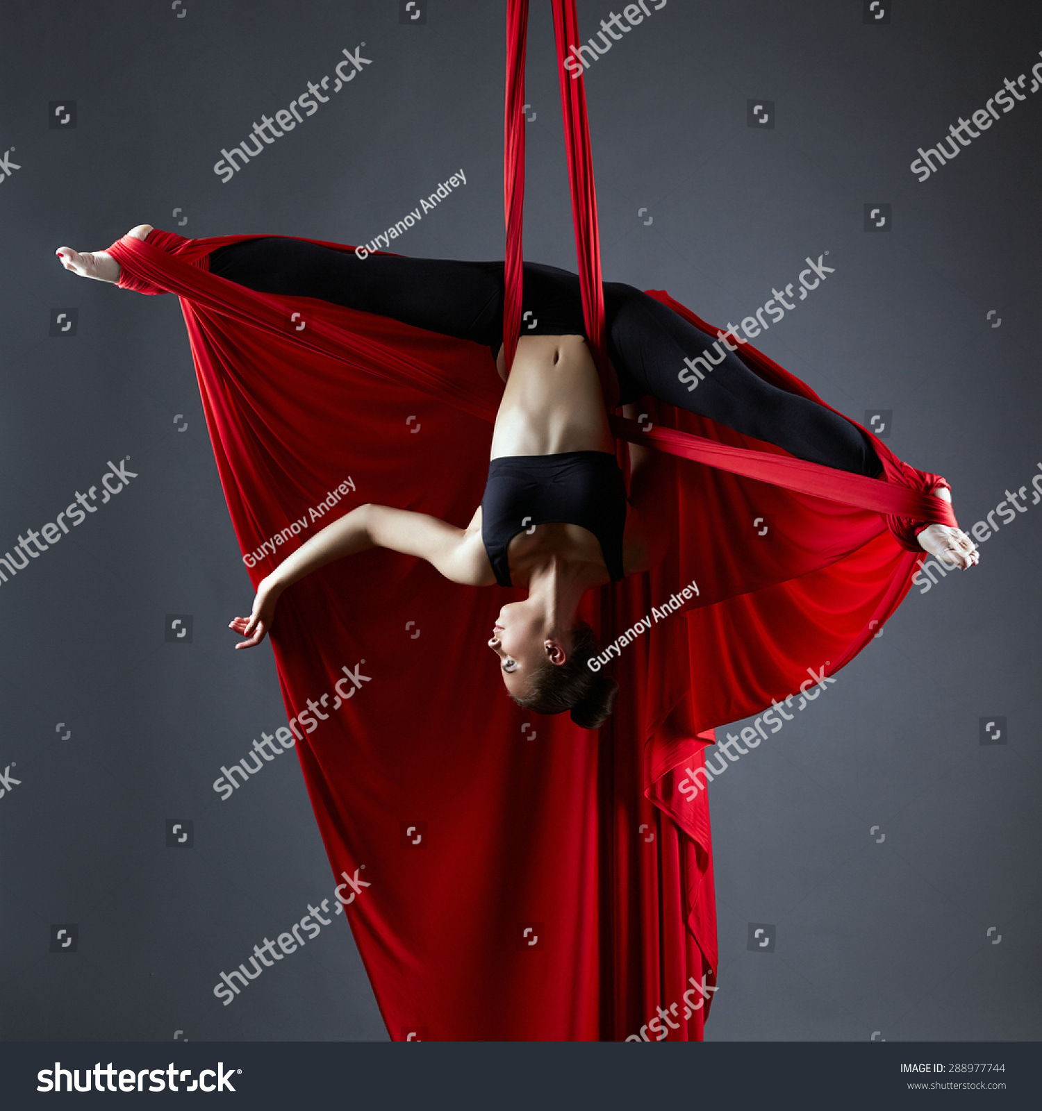 Graceful Dancer On Aerial Silks Posing Stock Photo 288977744 - Shutterstock