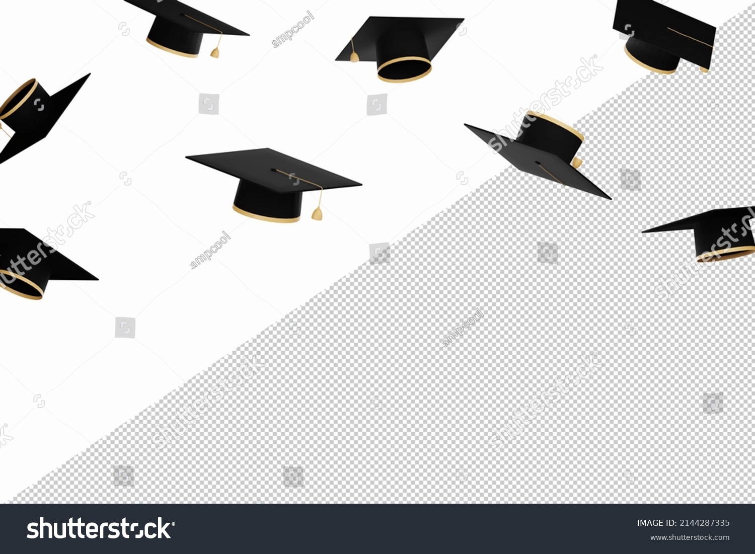 Graduate Caps On Transparent Background Caps Stock Illustration ...