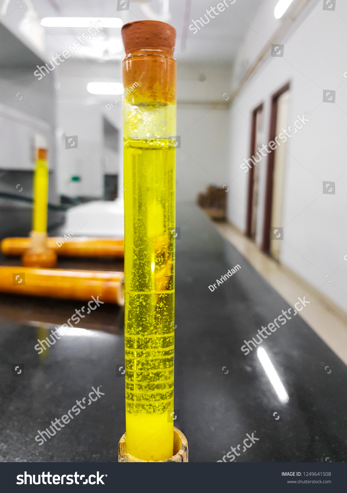 Download Graduated Glass Tube Yellow Solution Cork Stock Photo Edit Now 1249641508 PSD Mockup Templates