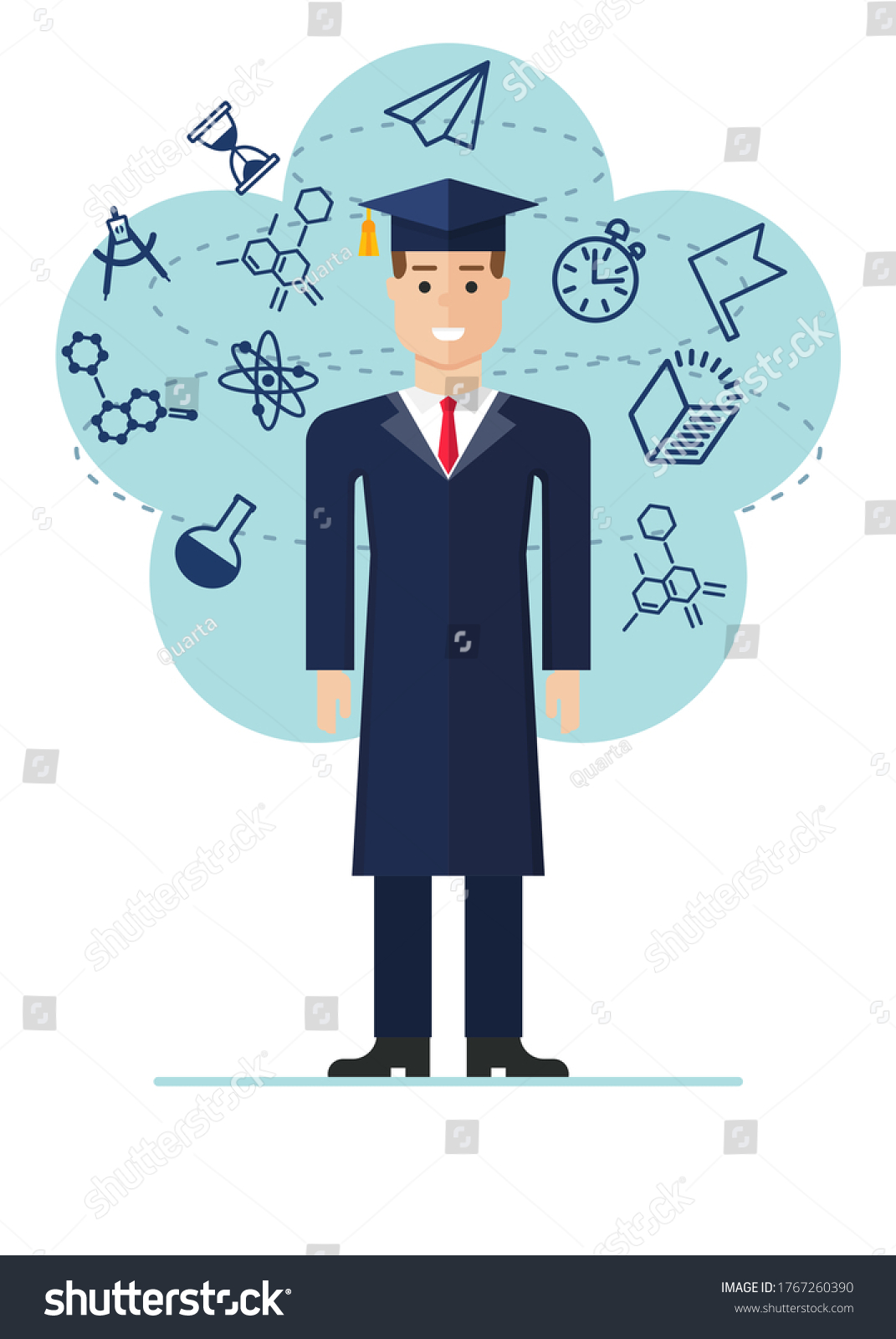 Graduated Student Image Icons Science Cartoon Stock Illustration ...