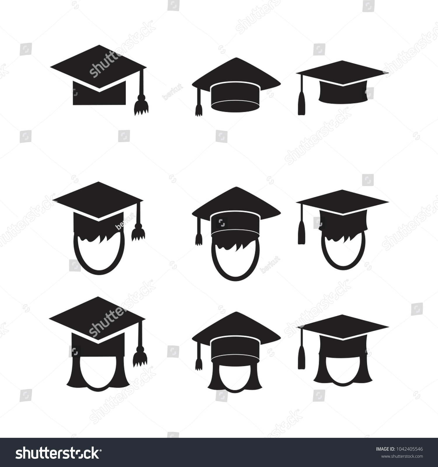 Graduation Cap Icons Set Illustration Isolated Stock Illustration ...