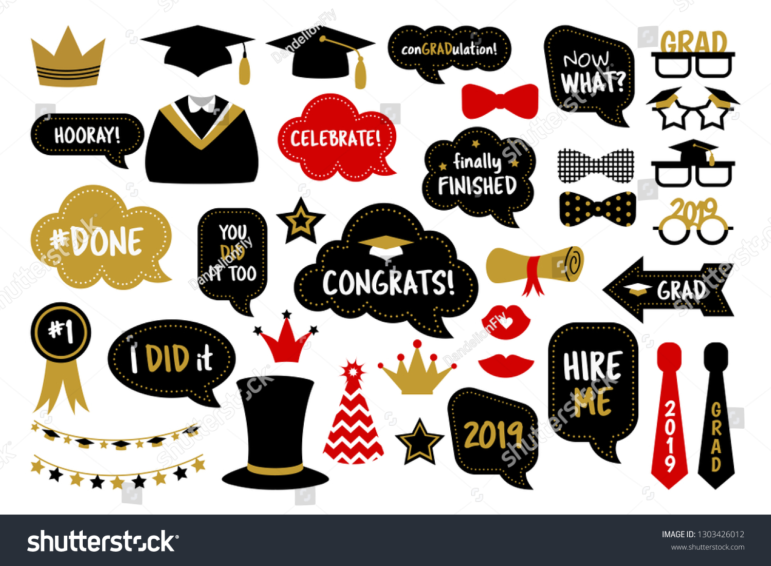 Graduation Party Photo Booth Props Photobooth Stock Illustration 1303426012