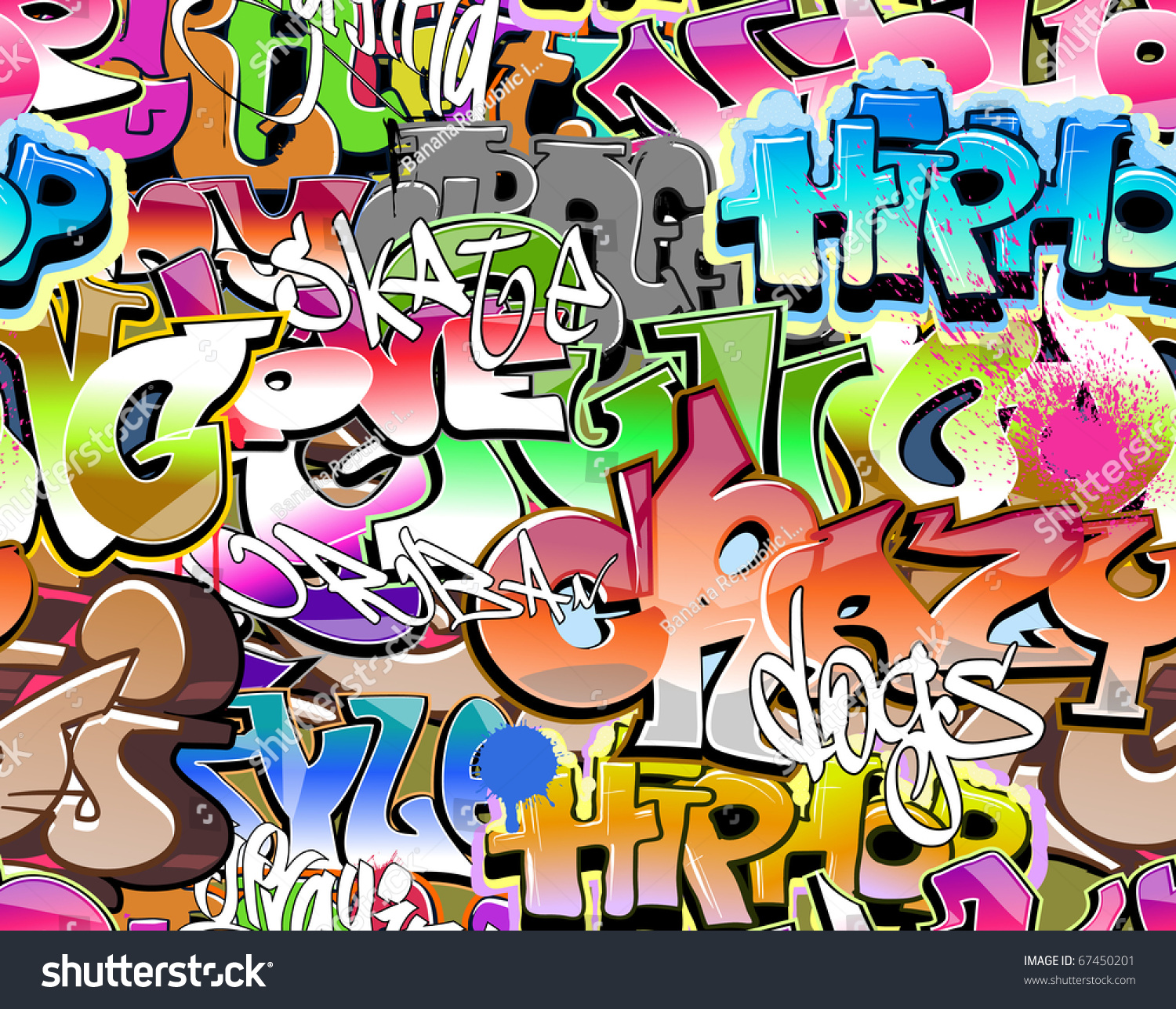 Graffiti Seamless Background. Urban Art Texture Stock Photo 67450201 ...