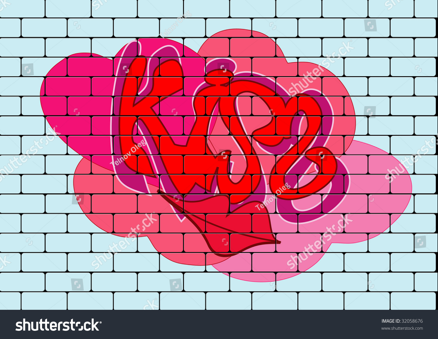 Graffiti With Kiss Stock Photo 32058676 : Shutterstock