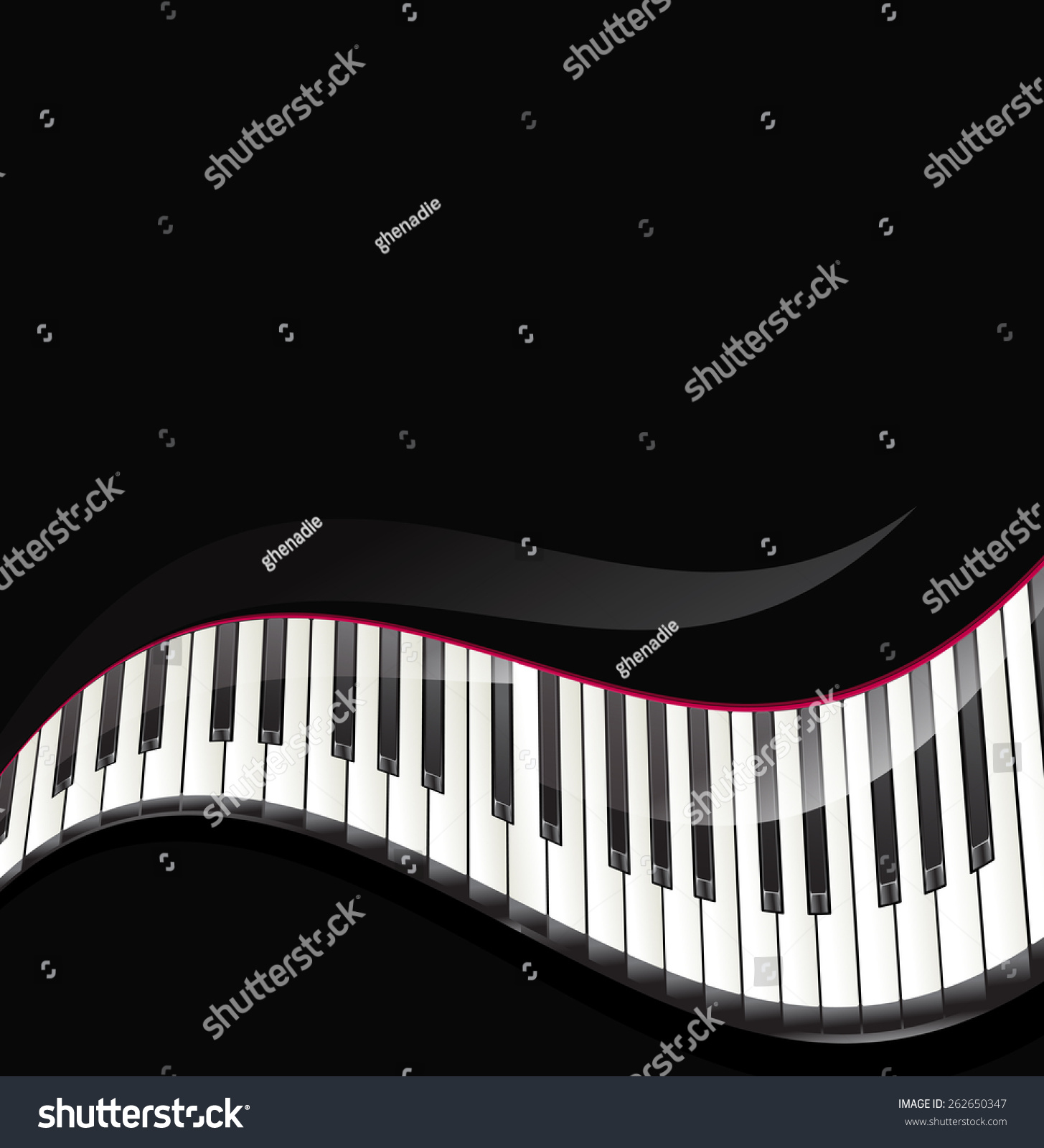 Grand Piano Keys Wavy Background Raster Stock Illustration 262650347