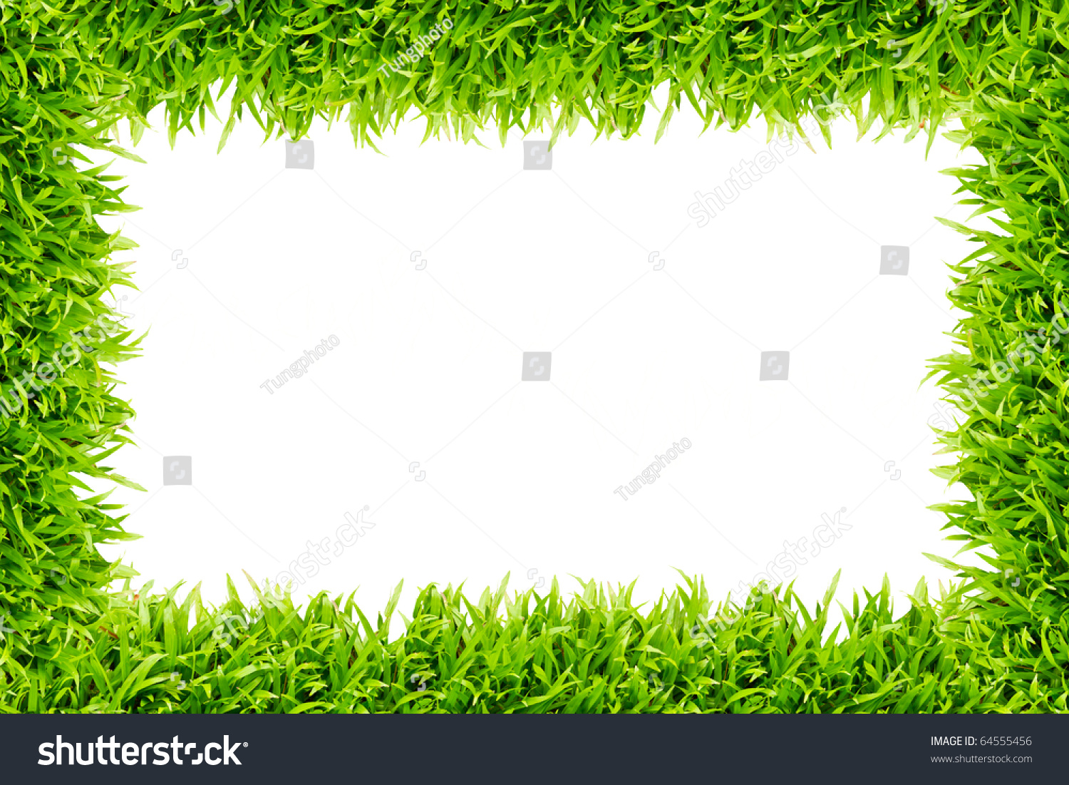 Grass Frame On White Background - You Can Add Any Word ...