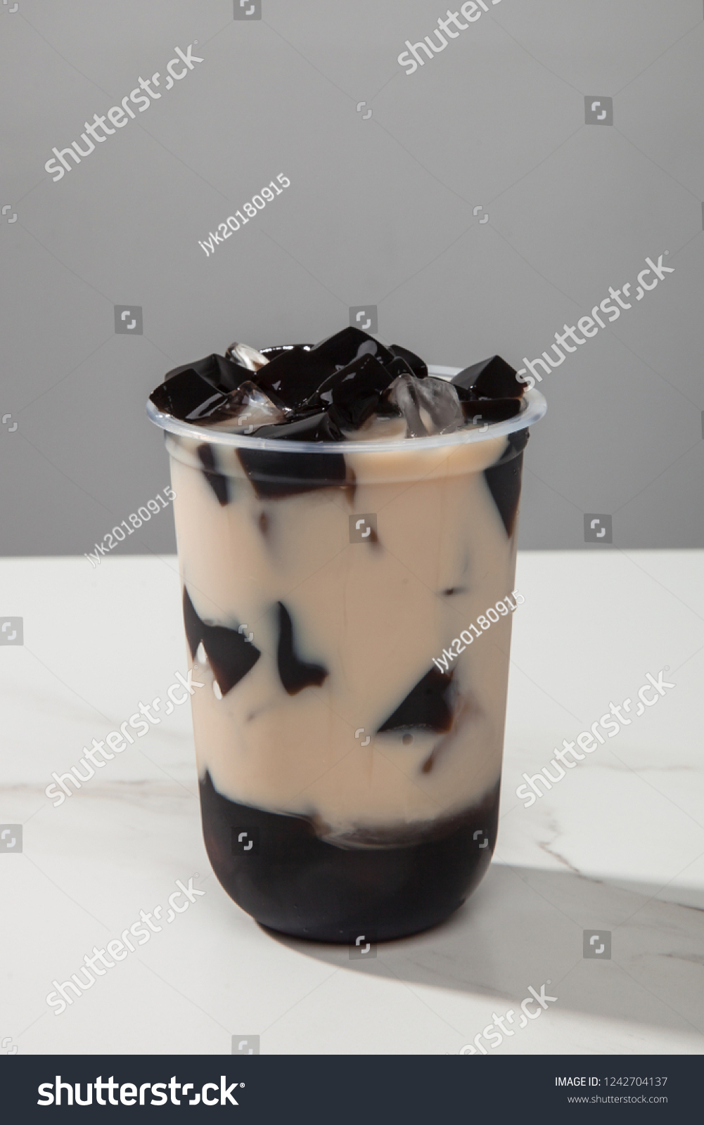 Grass Jelly Milk Tea Stock Photo Edit Now 1242704137