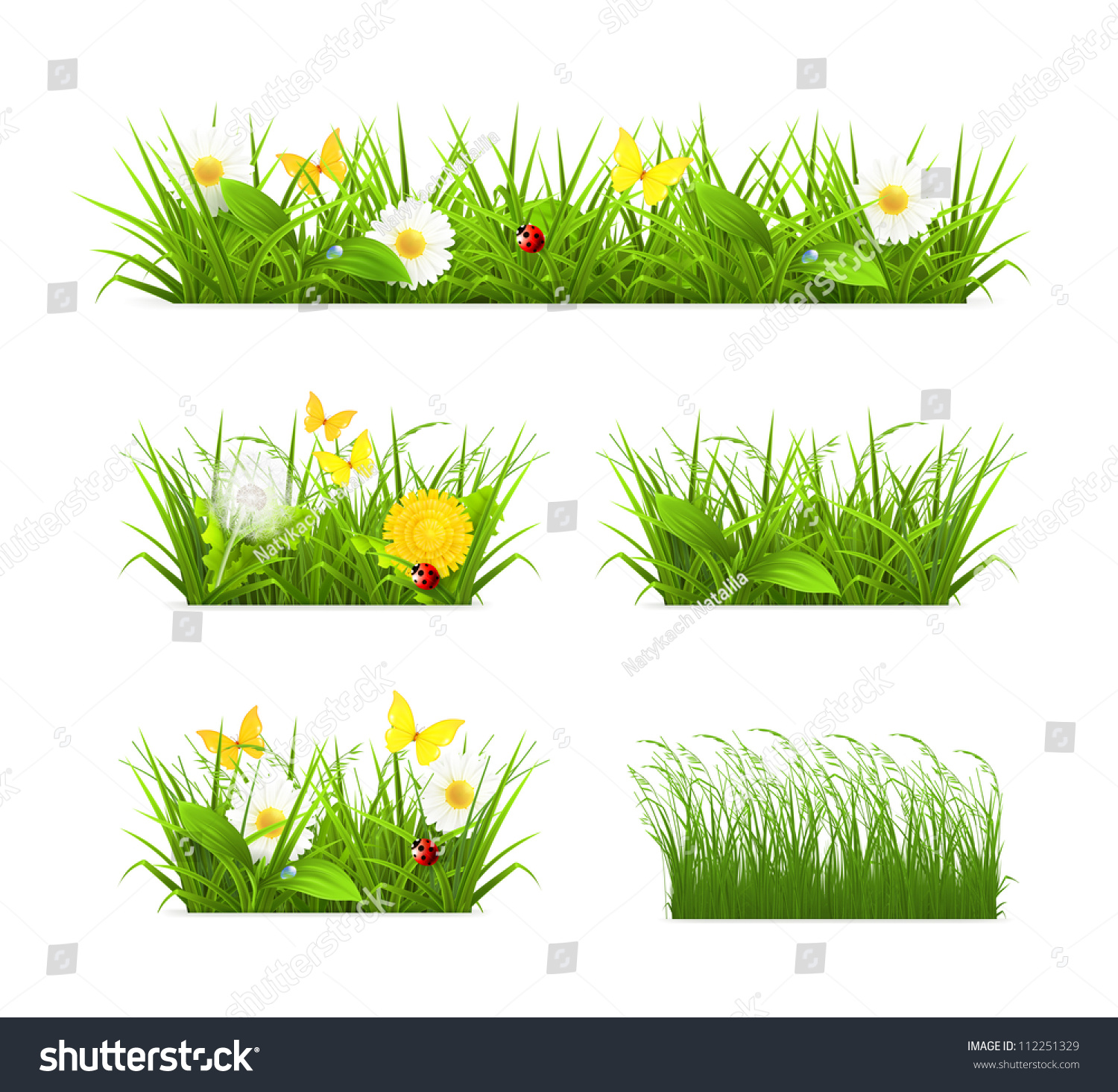 Grass Set Bitmap Copy Stock Illustration 112251329