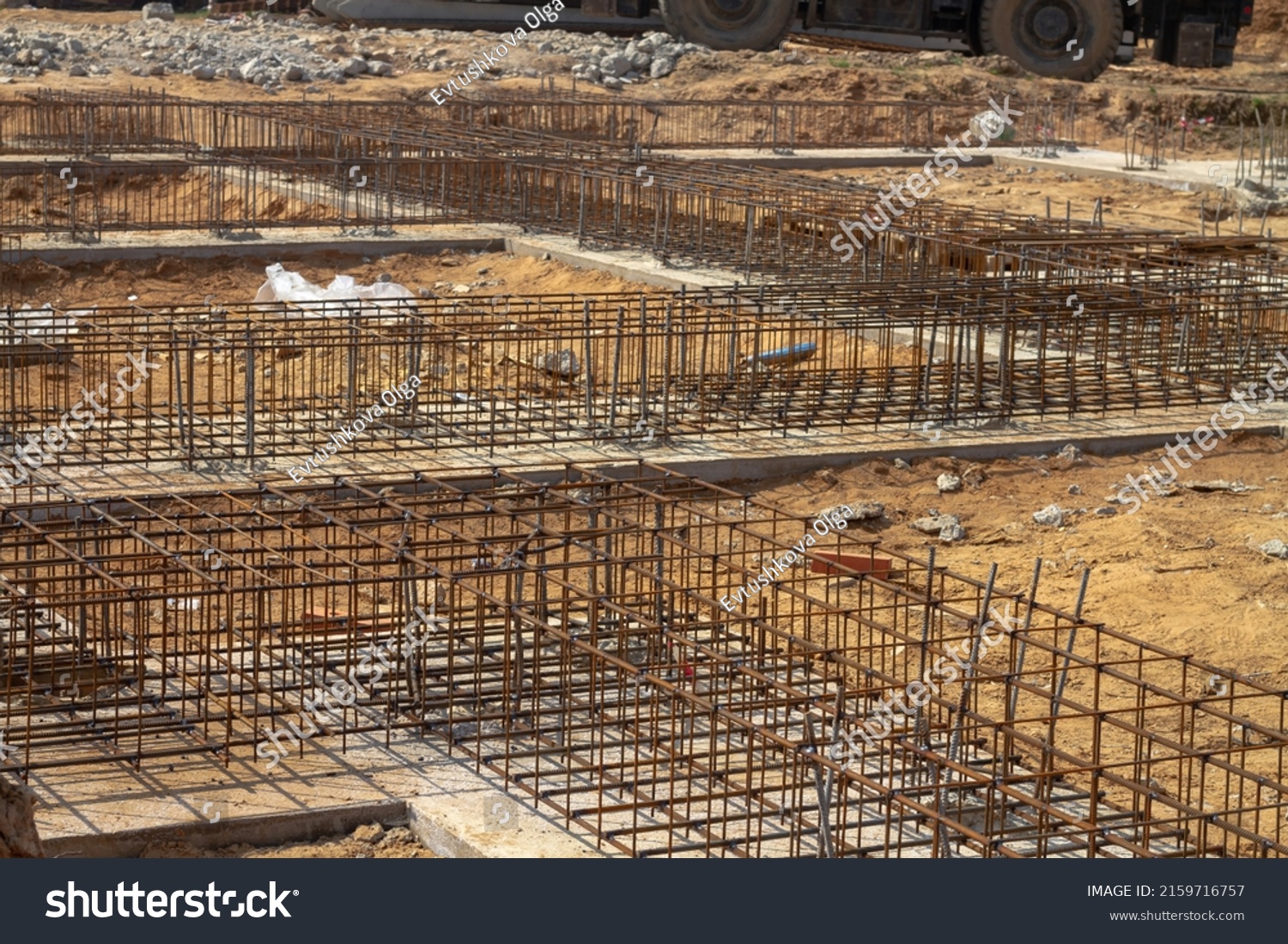 Grating Made Steel Rods Foundation House Stock Photo 2159716757 ...