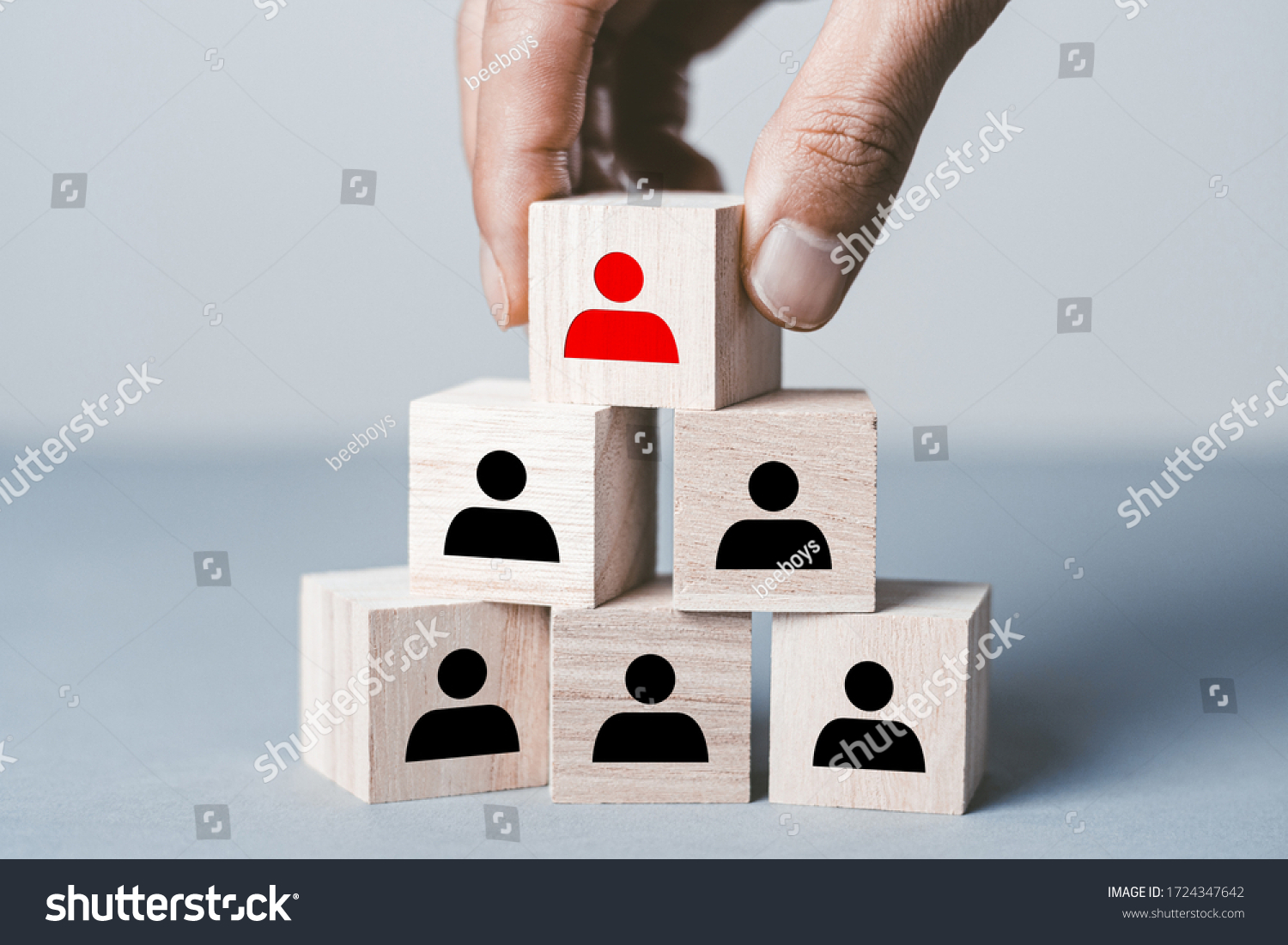 Gray Background Wooden Blocks People Silhouettes Stock Photo 1724347642 ...