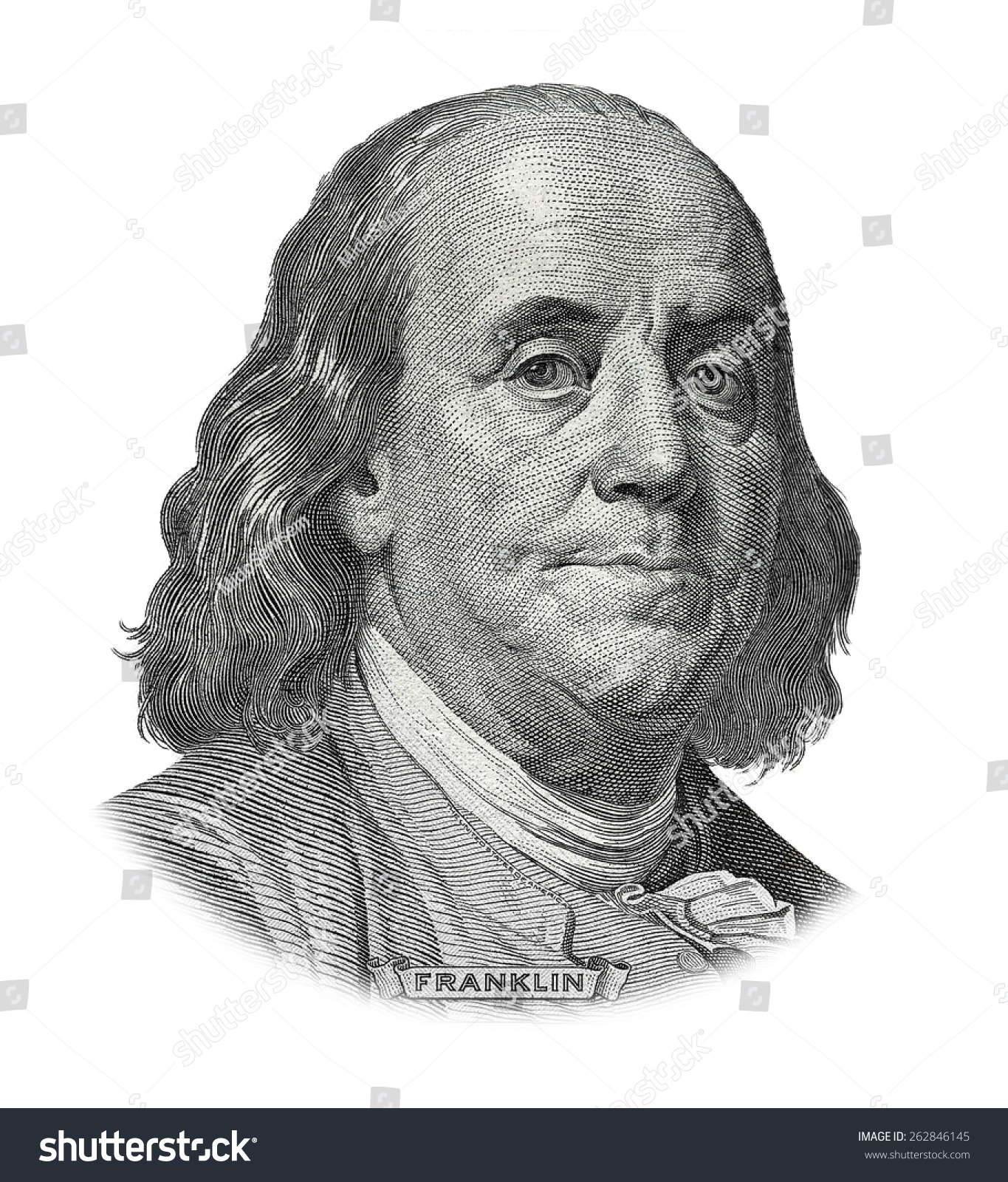 Grayscale Drawing Of Us President Benjamin Franklin Stock Photo ...