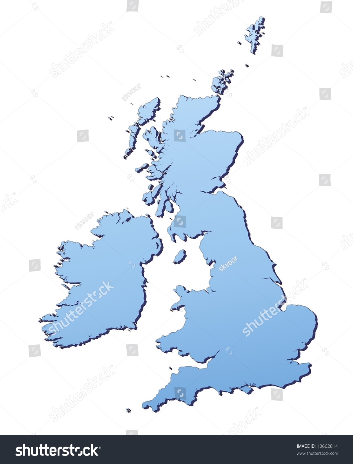 Great Britain Map Filled With Light Blue Gradient. High Resolution ...