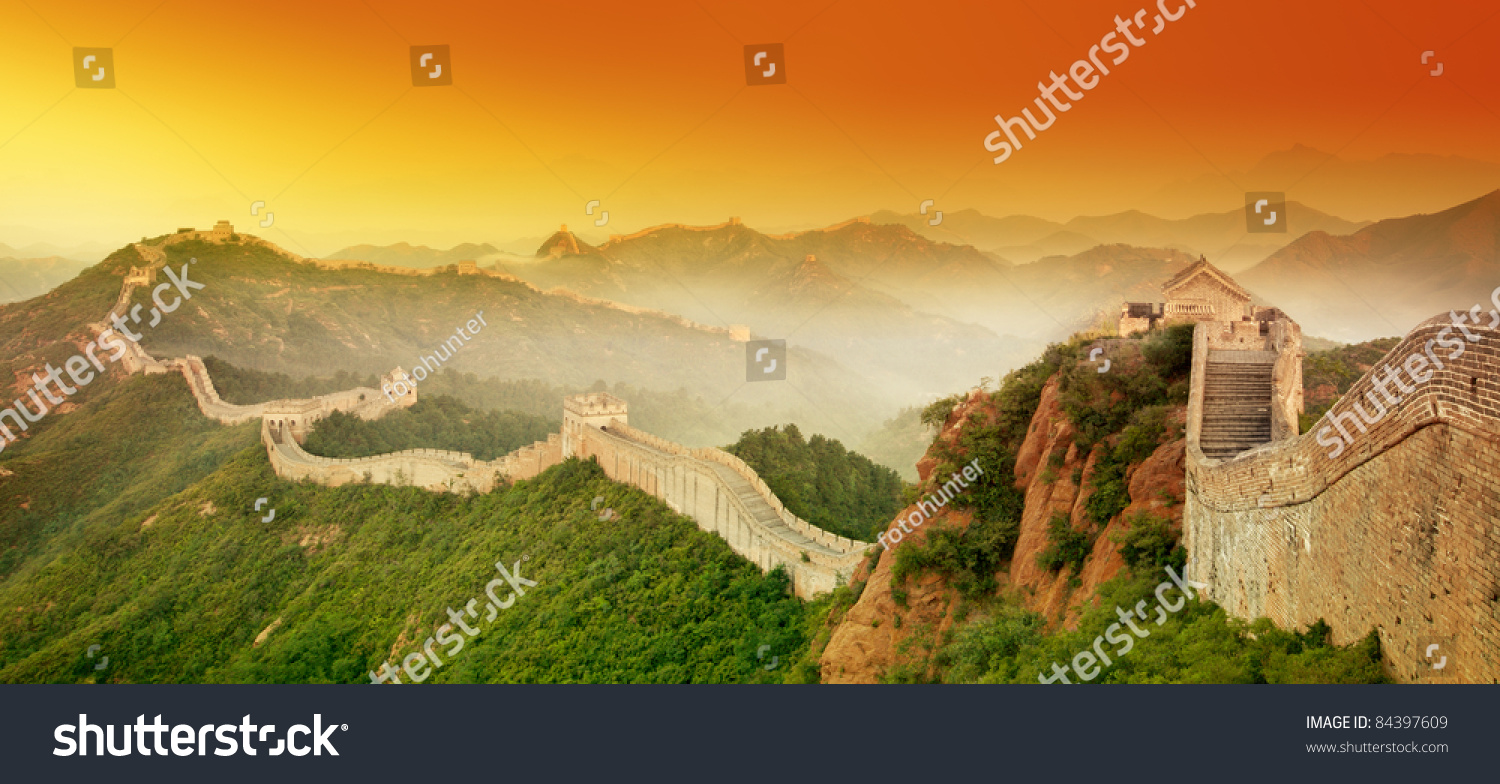 Great Wall Of China At Sunrise. Stock Photo 84397609 : Shutterstock