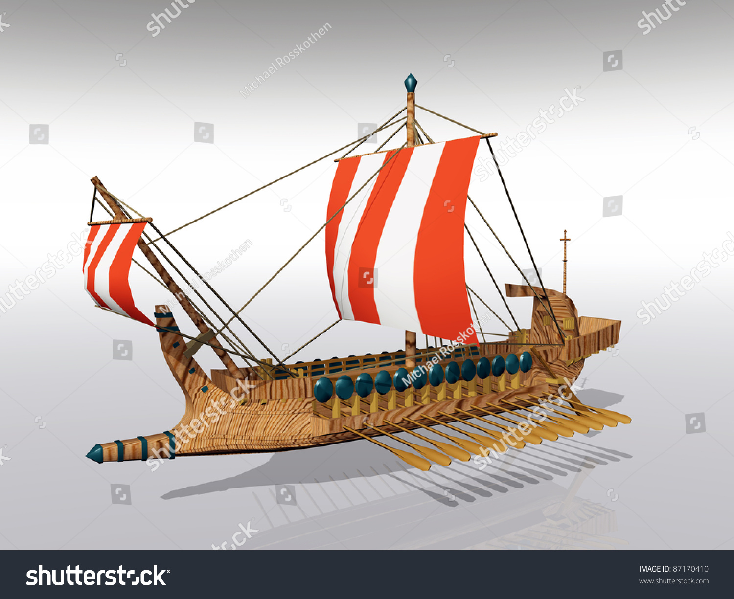 Greek Galley Computer Generated 3d Illustration Stock Illustration ...