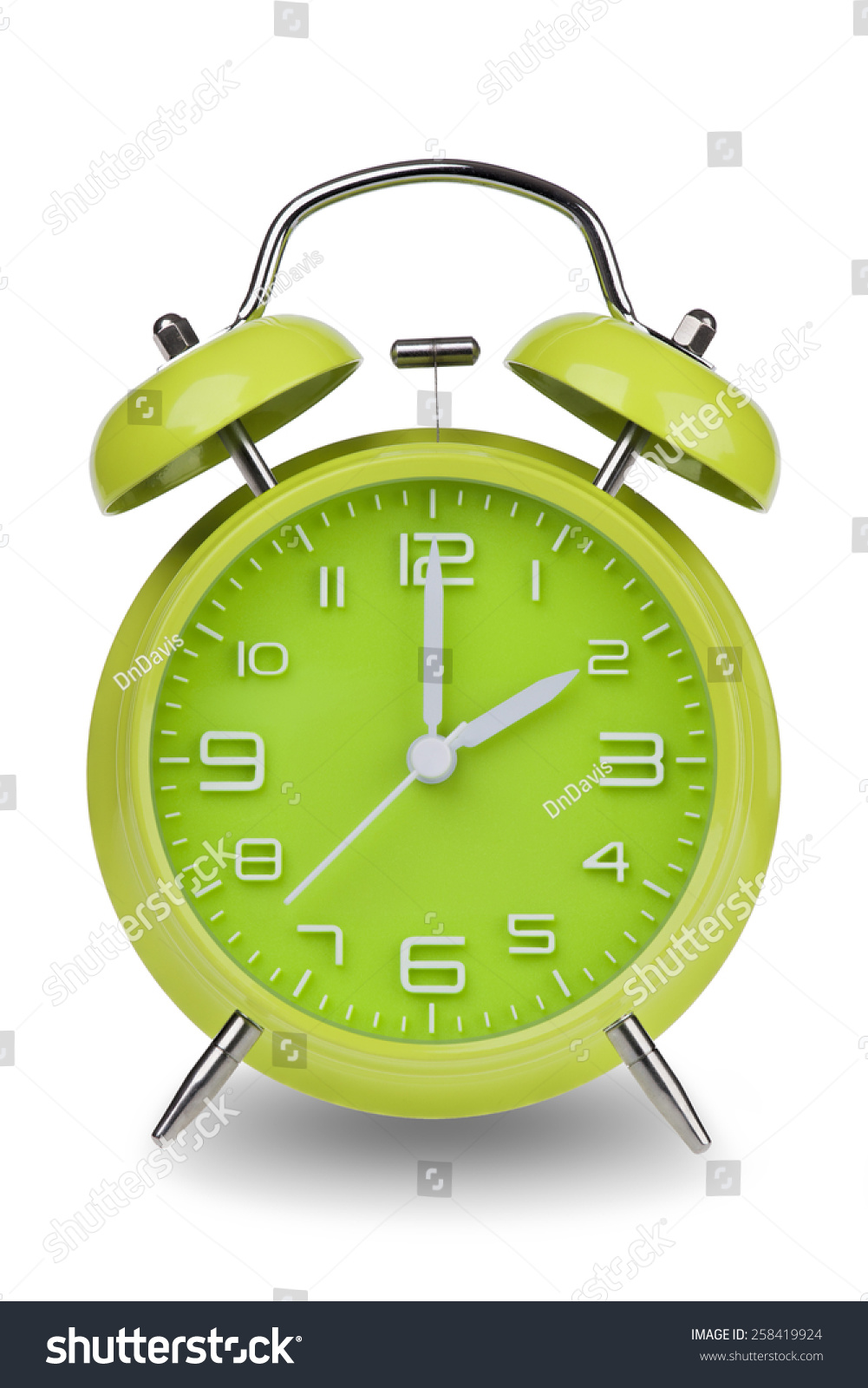 Green Alarm Clock Hands 2 Pm Stock Photo 258419924 Shutterstock