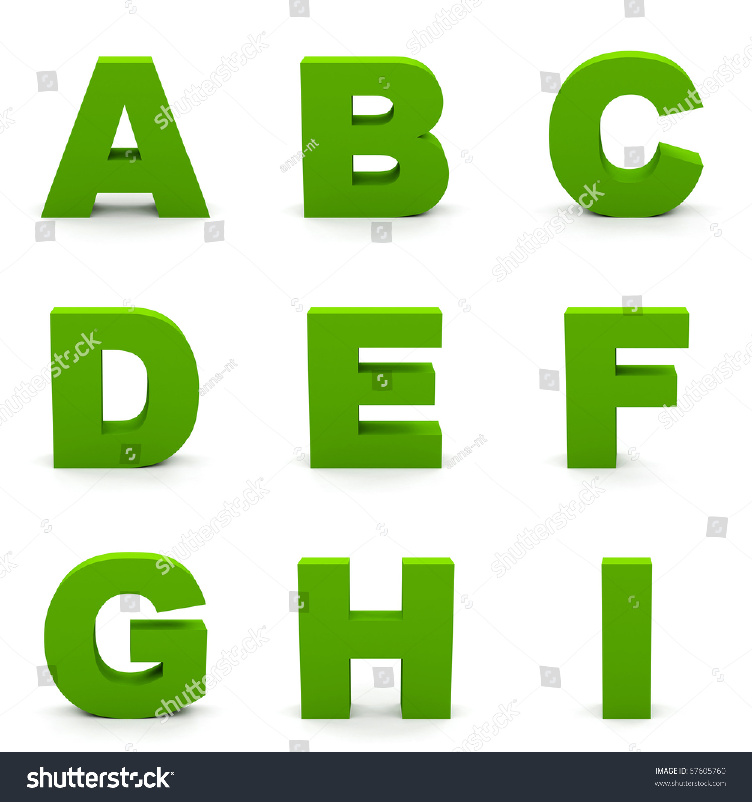 Green Alphabet. Set Of Letters Isolated On White. Stock Photo 67605760 ...