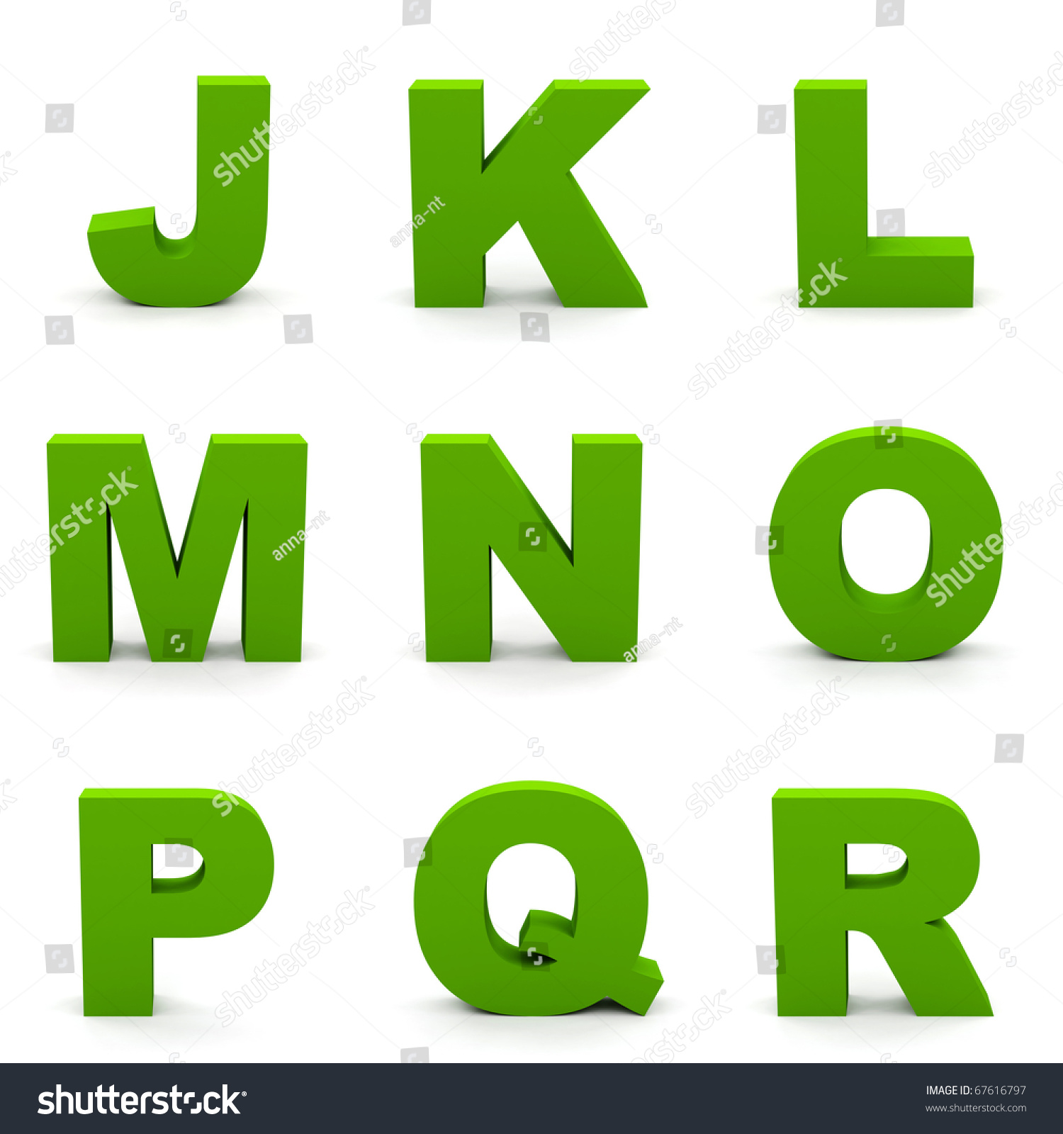 Green Alphabet. Set Of Letters Isolated On White. Stock Photo 67616797 ...