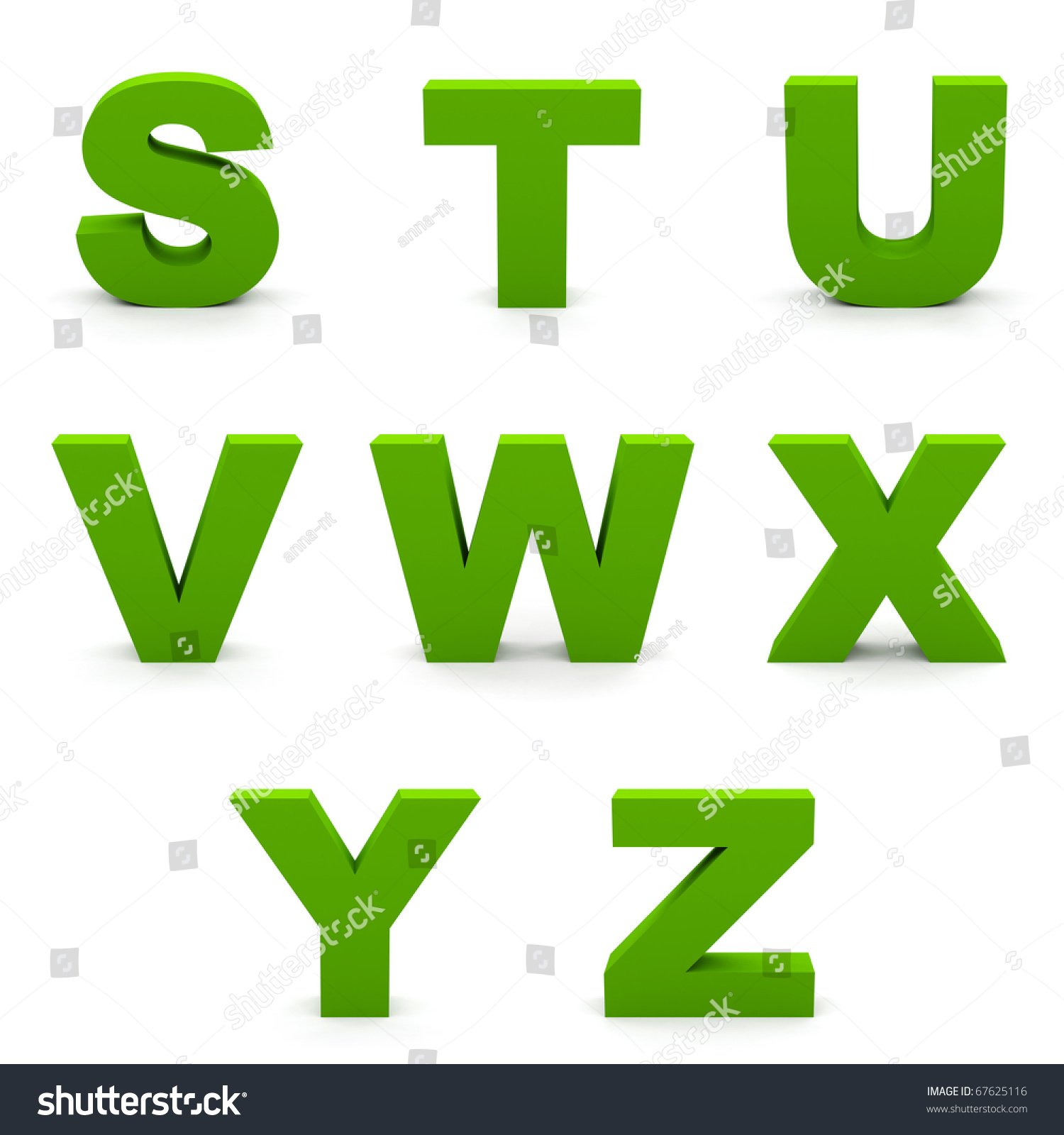 Green Alphabet Set Letters Isolated On Stock Illustration 67625116 ...